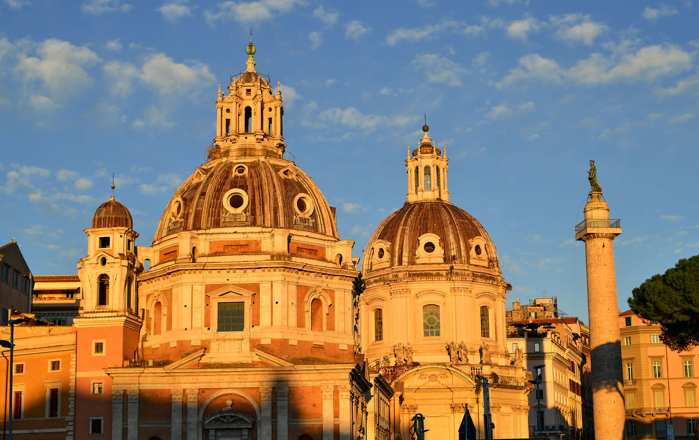 Golden light on the domes of Rome