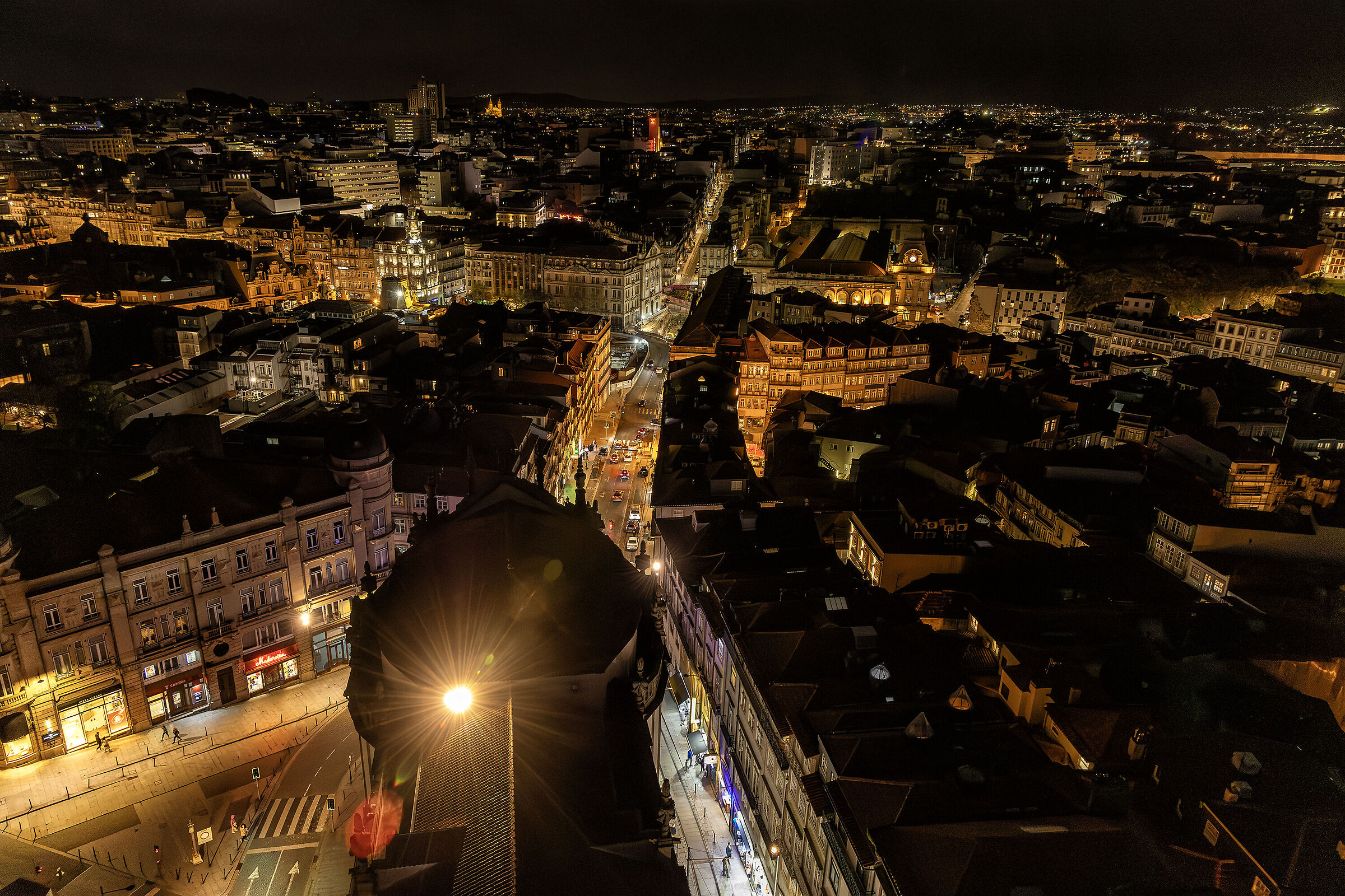 Porto night from the Tower of Clérigos