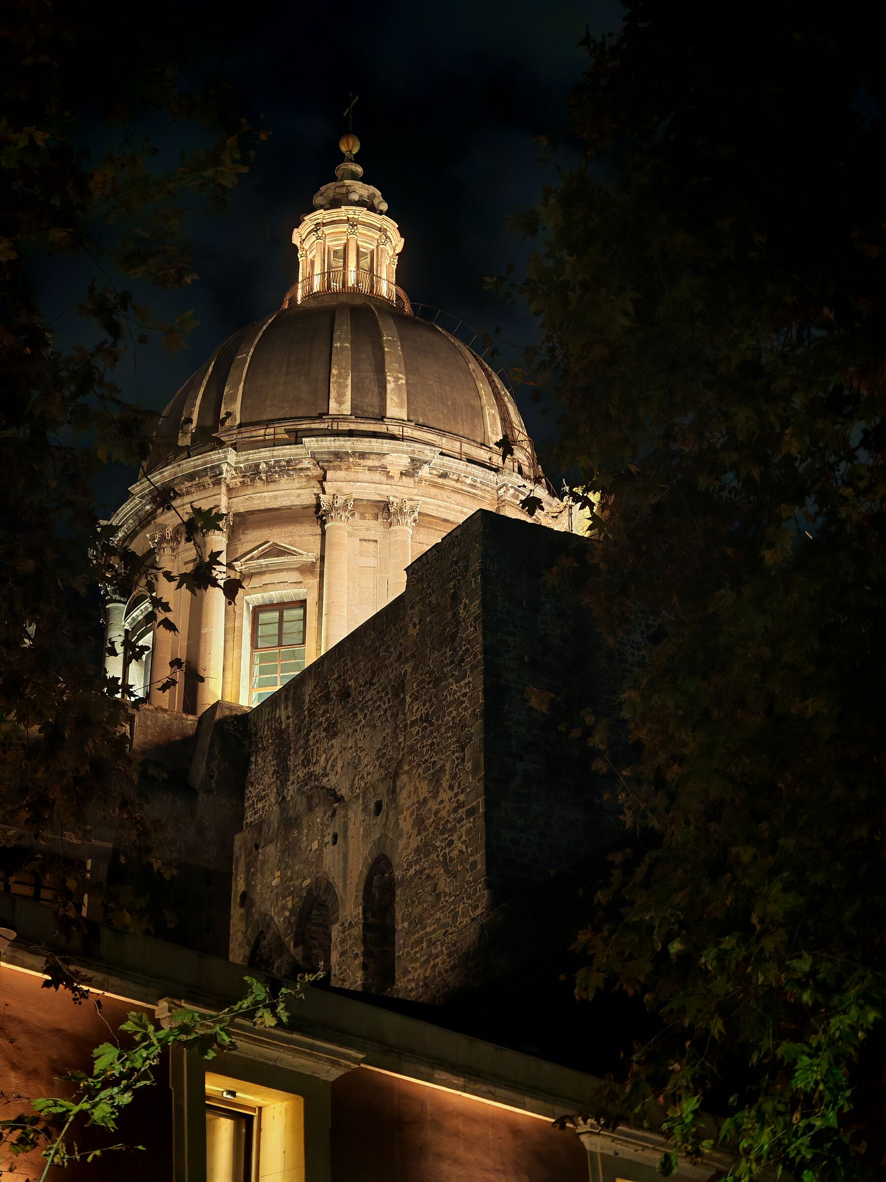 Glimpse of the dome of the Cathedral of Catania