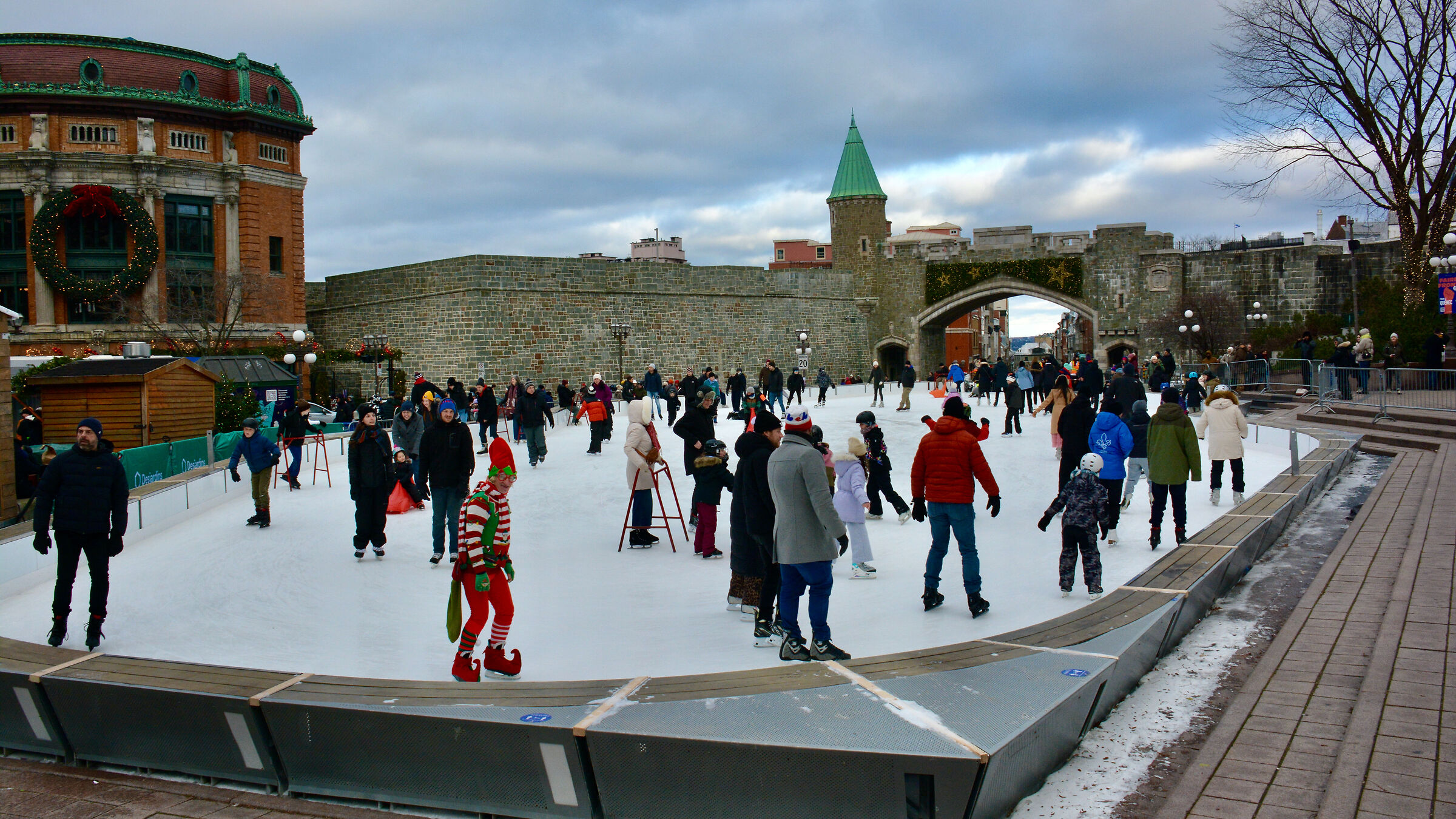 Quebec City, Place d'Youville with its skating rink