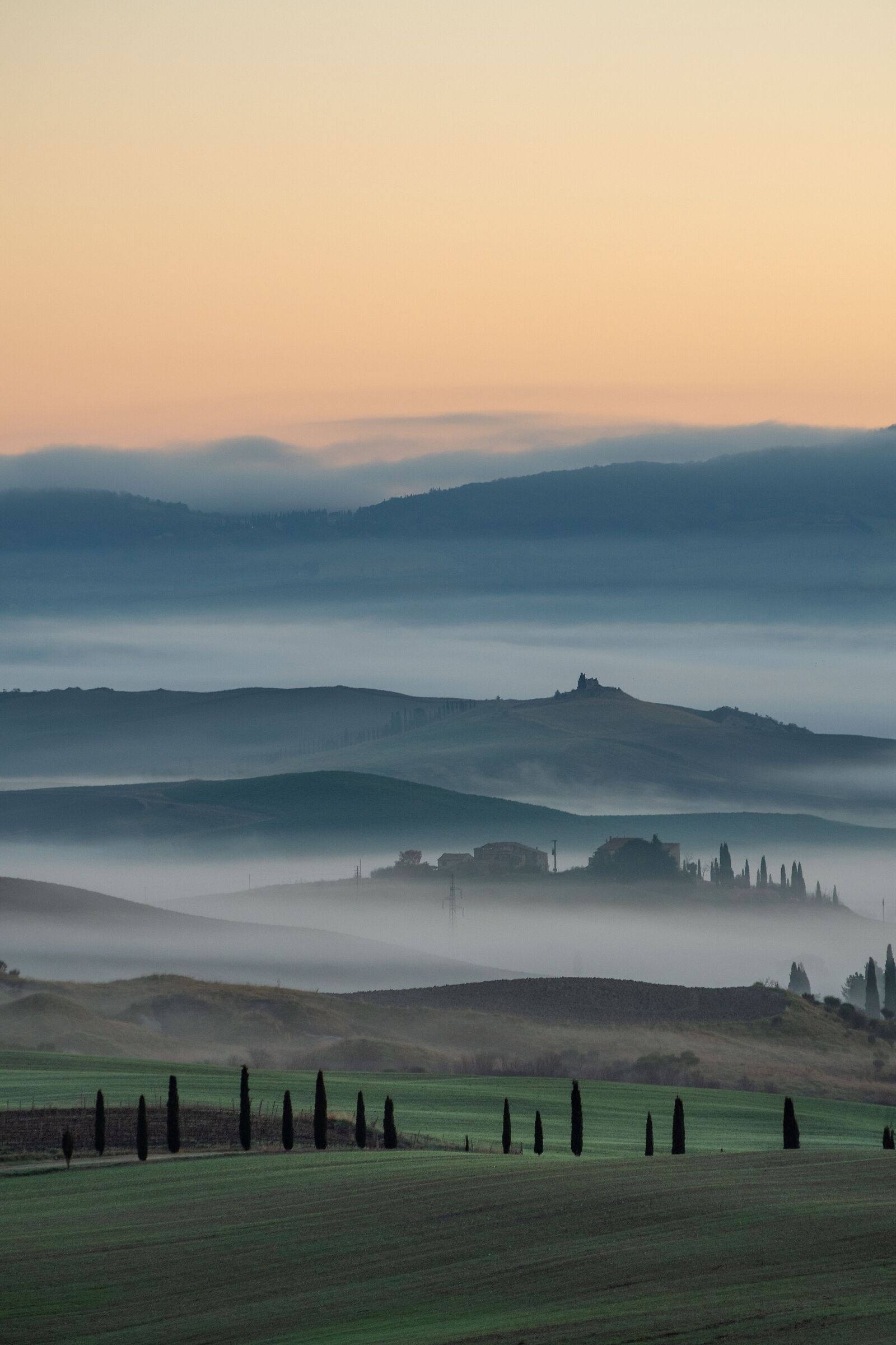 Lights of a dawn in Val d'Orcia