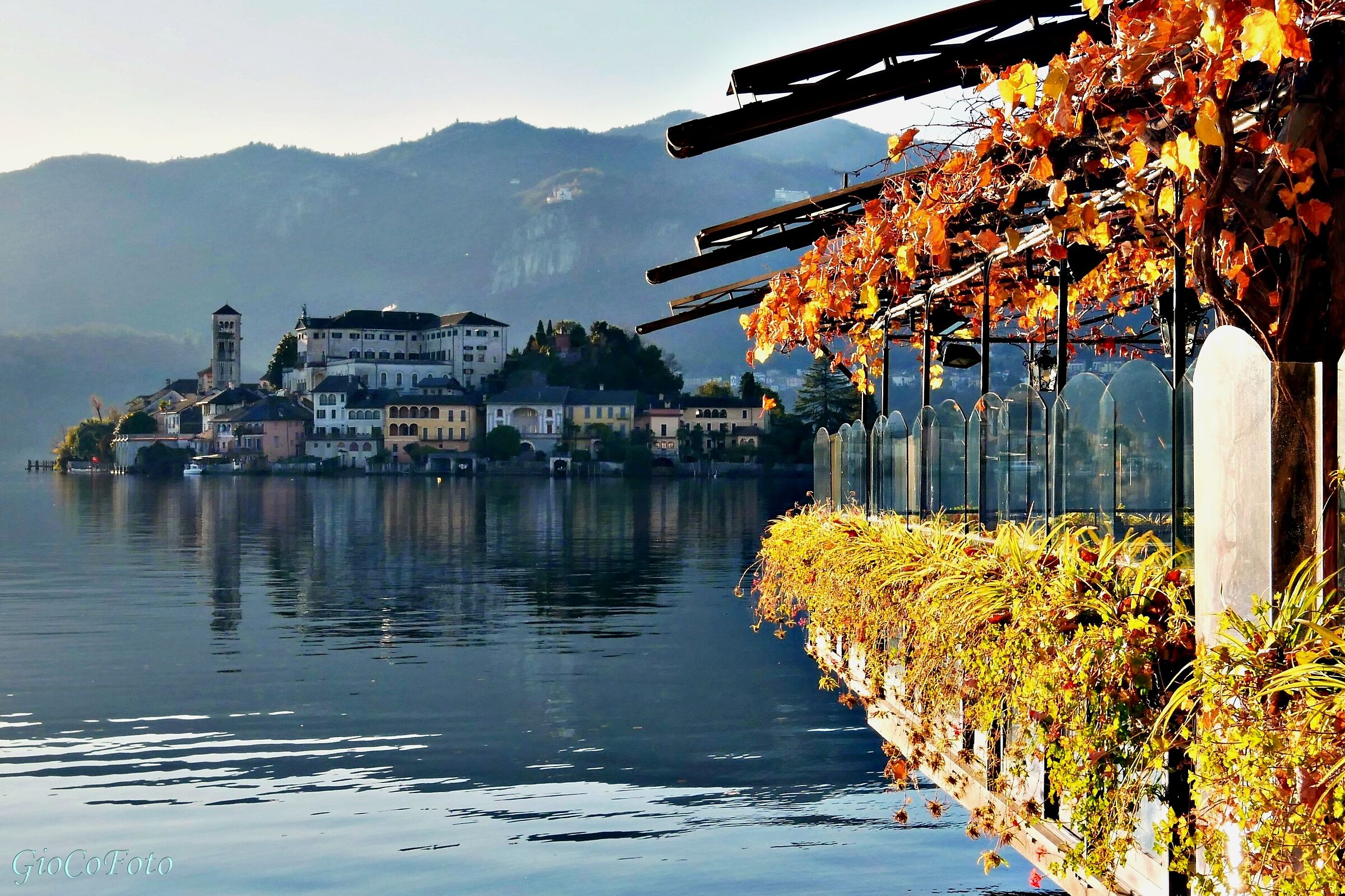 At the end of the terrace.