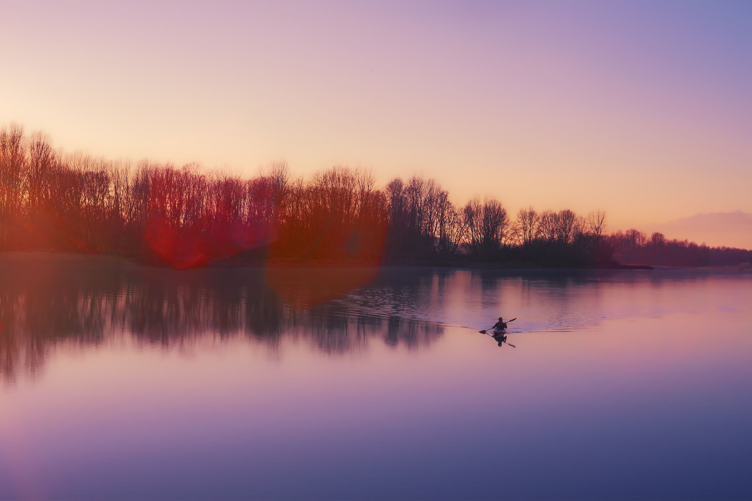 Kayaking at sunset