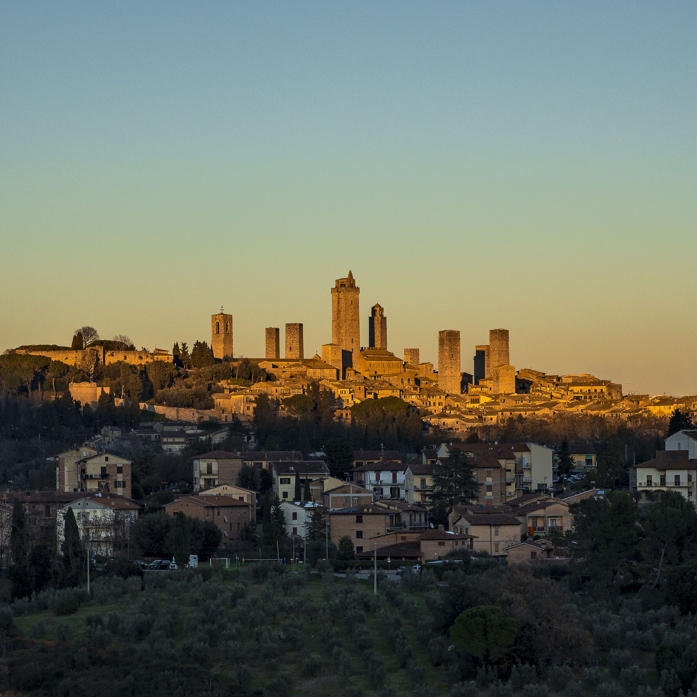 San Gimignano at sunset in winter