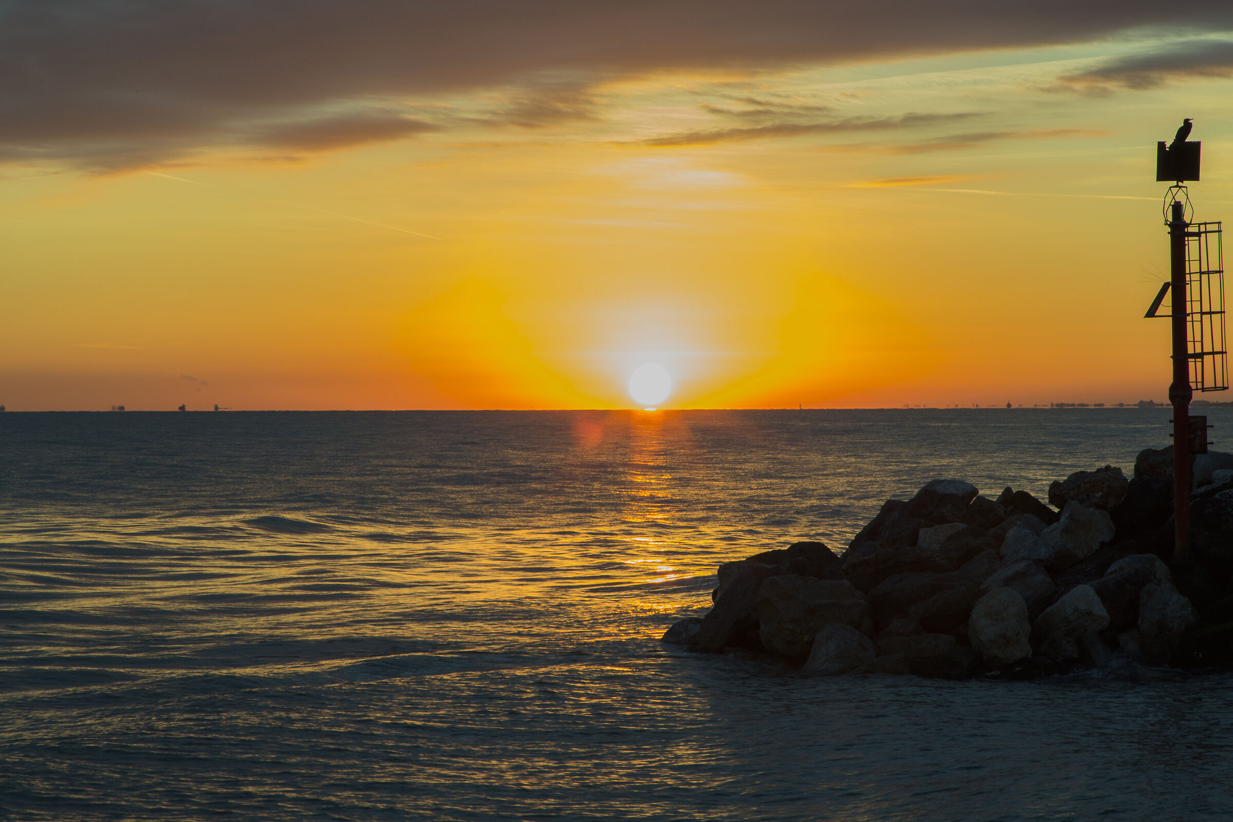 The Jesolo lighthouse at sunset