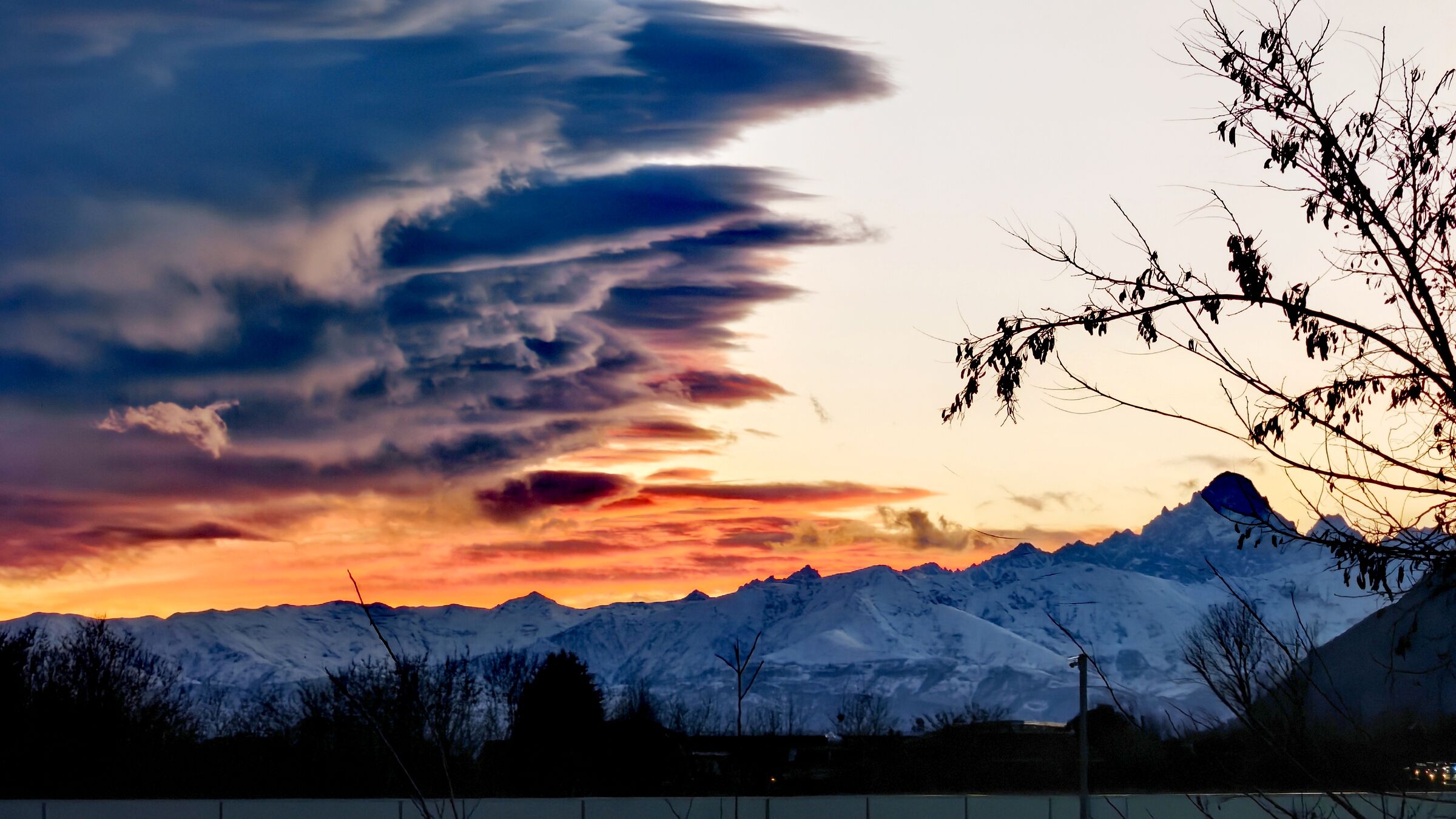 Sunset in Rivoli with Monviso in the background