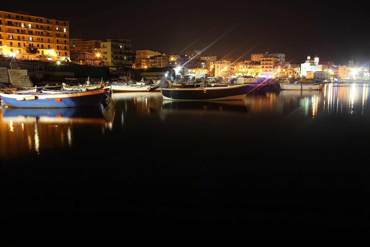 greek tower at night