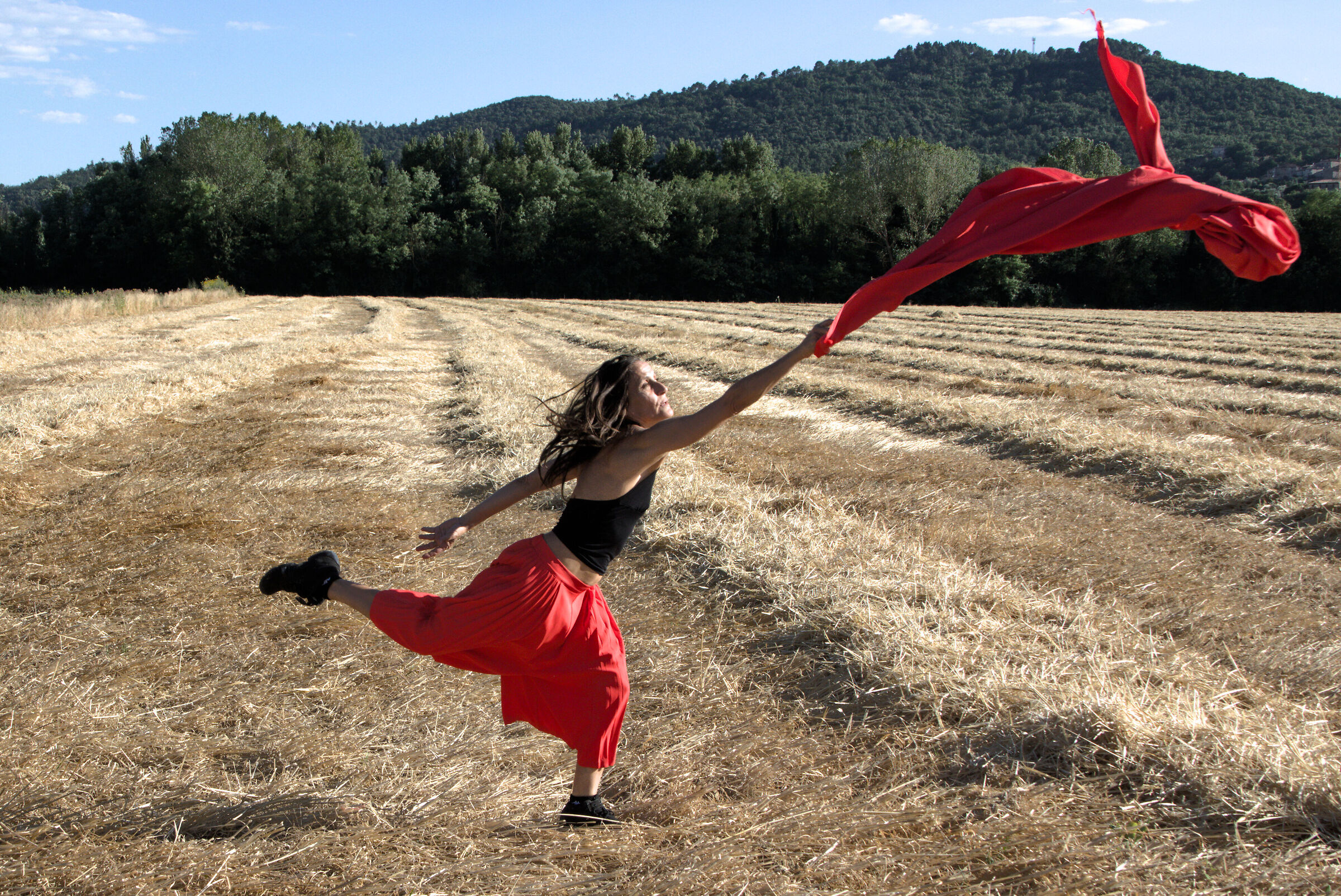Two red drape
