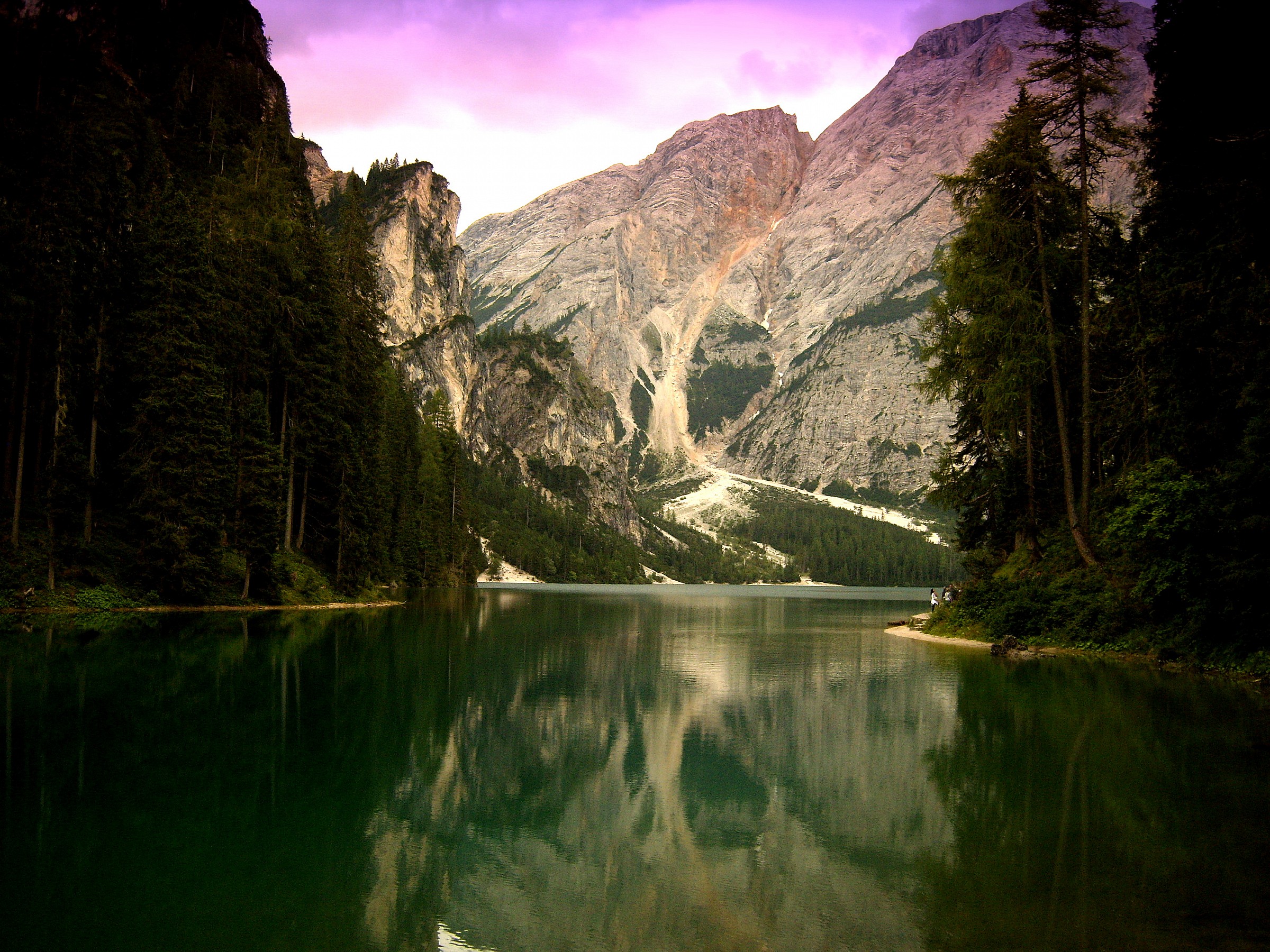 tramonto al lago di Braies