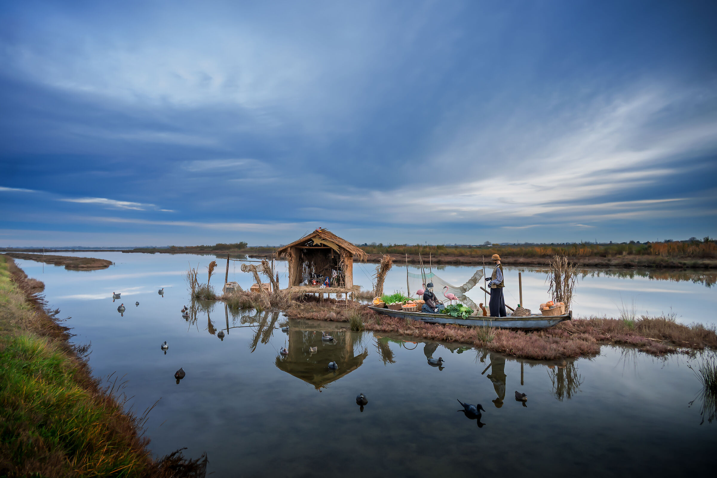 Nativity scene on the lagoon water