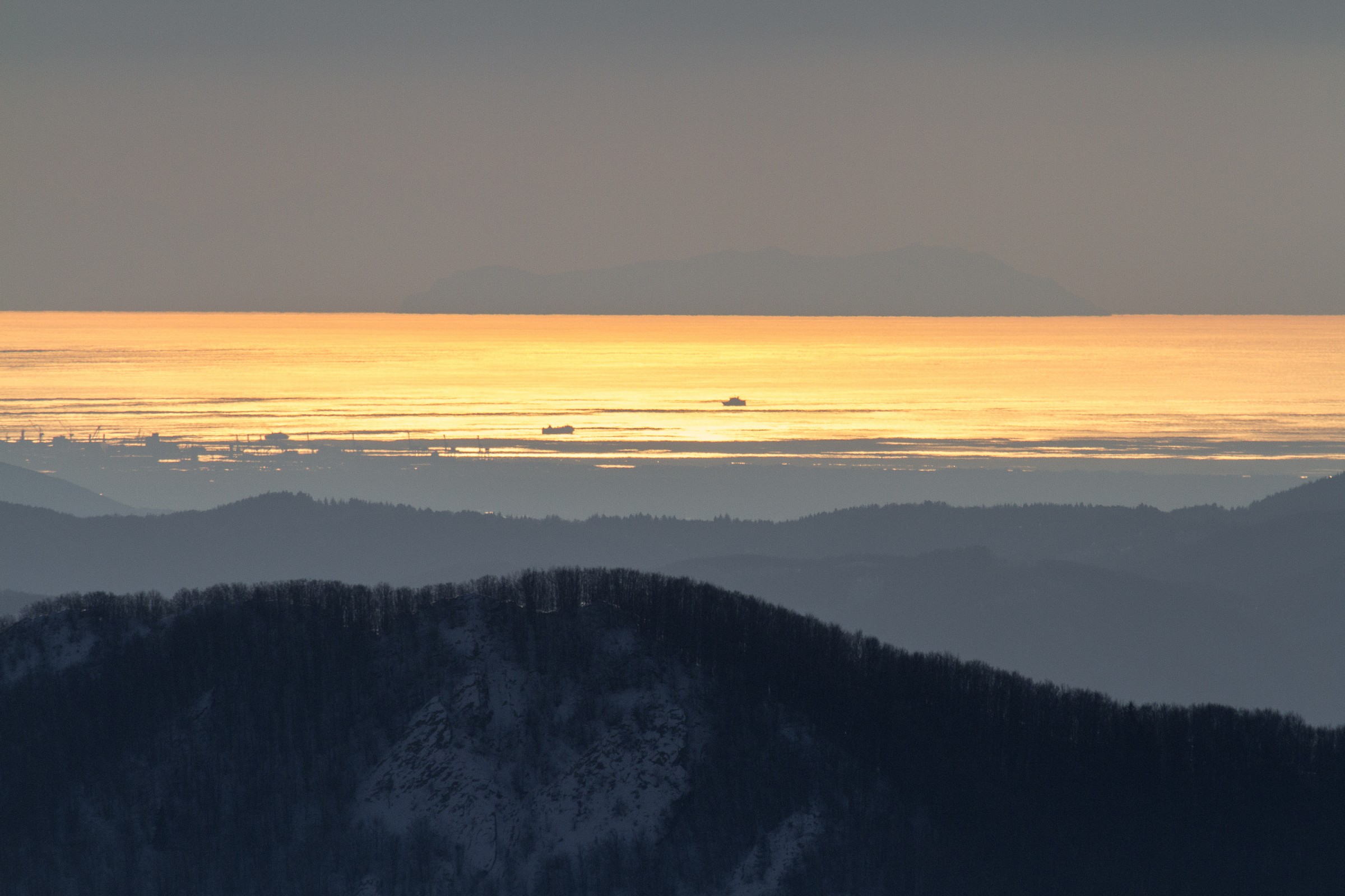 Sunset over port of Livorno