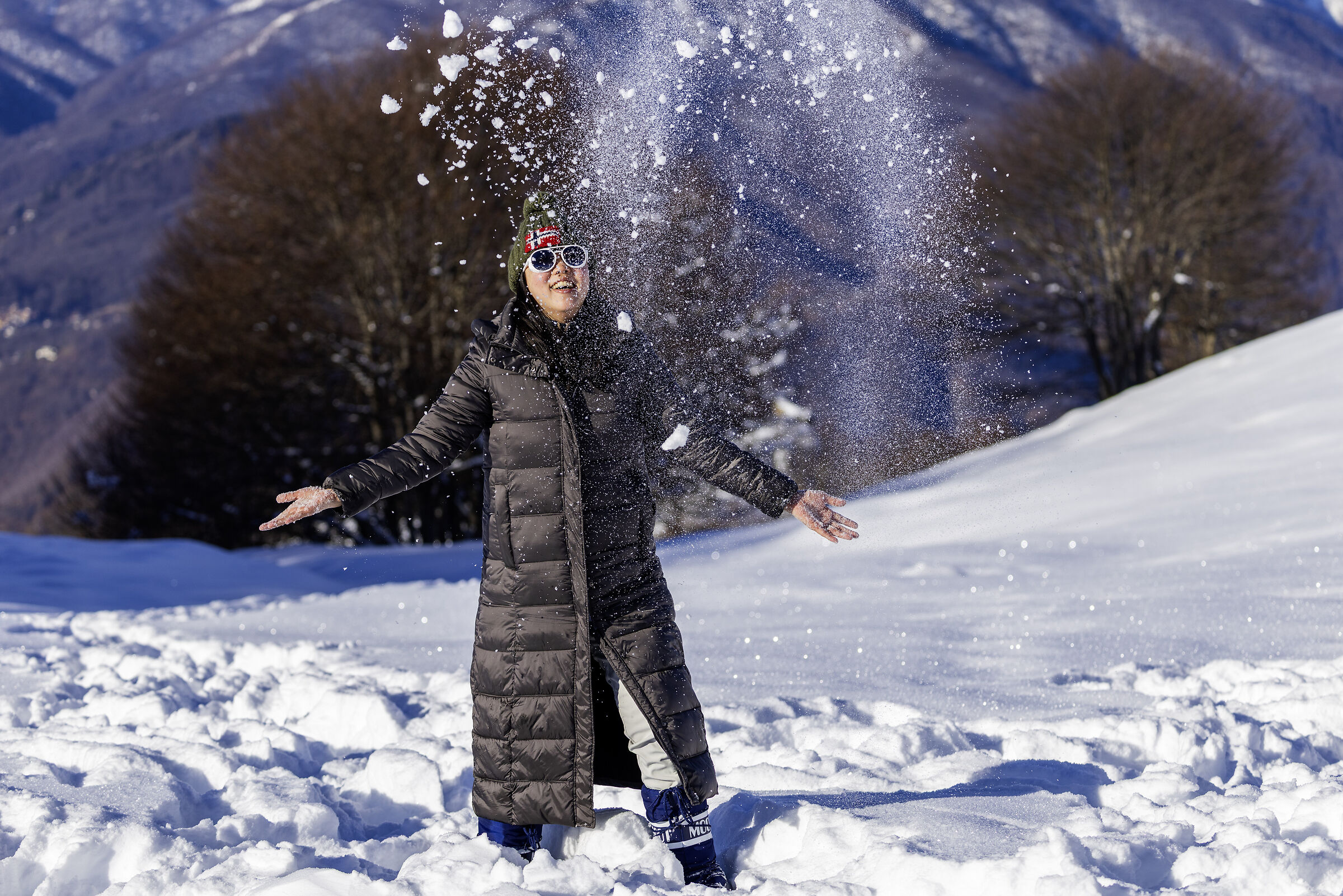 Playing with the snow