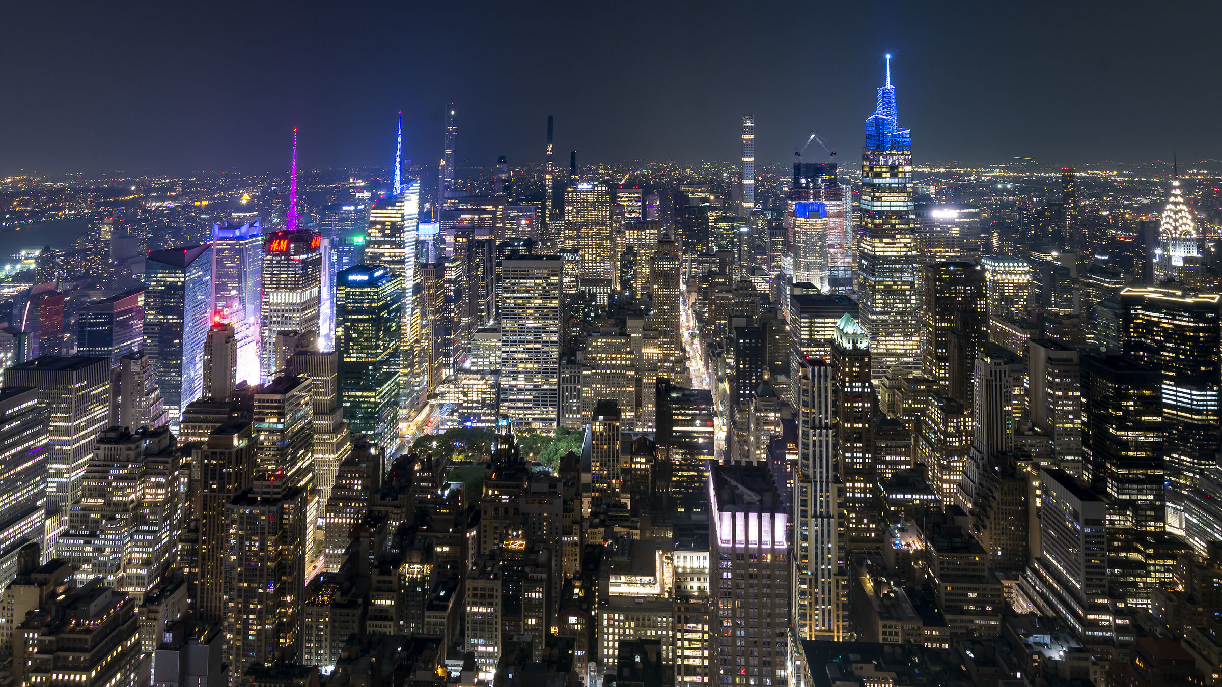 New York by night from Empire State Building