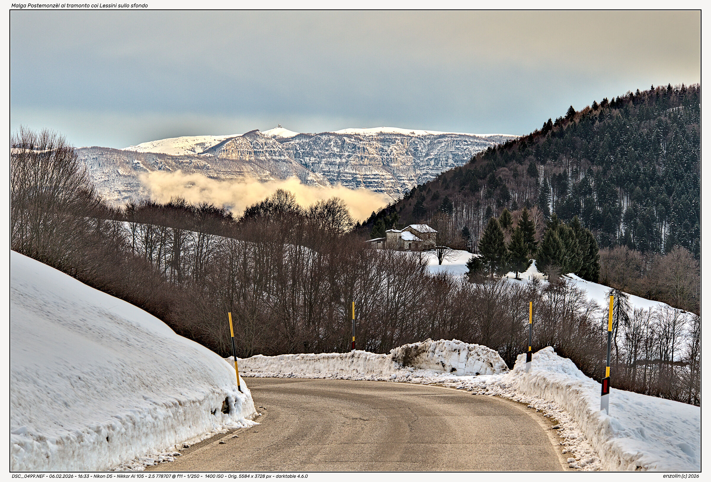 Malga Postemonzèl at sunset with the Lessini in the b...