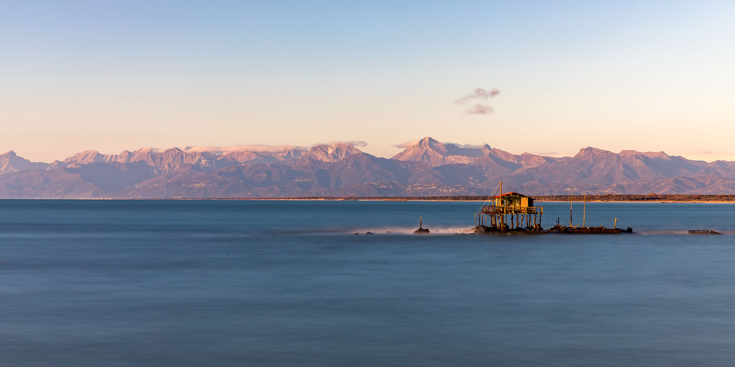 The Apuan Alps seen from Marina di Pisa