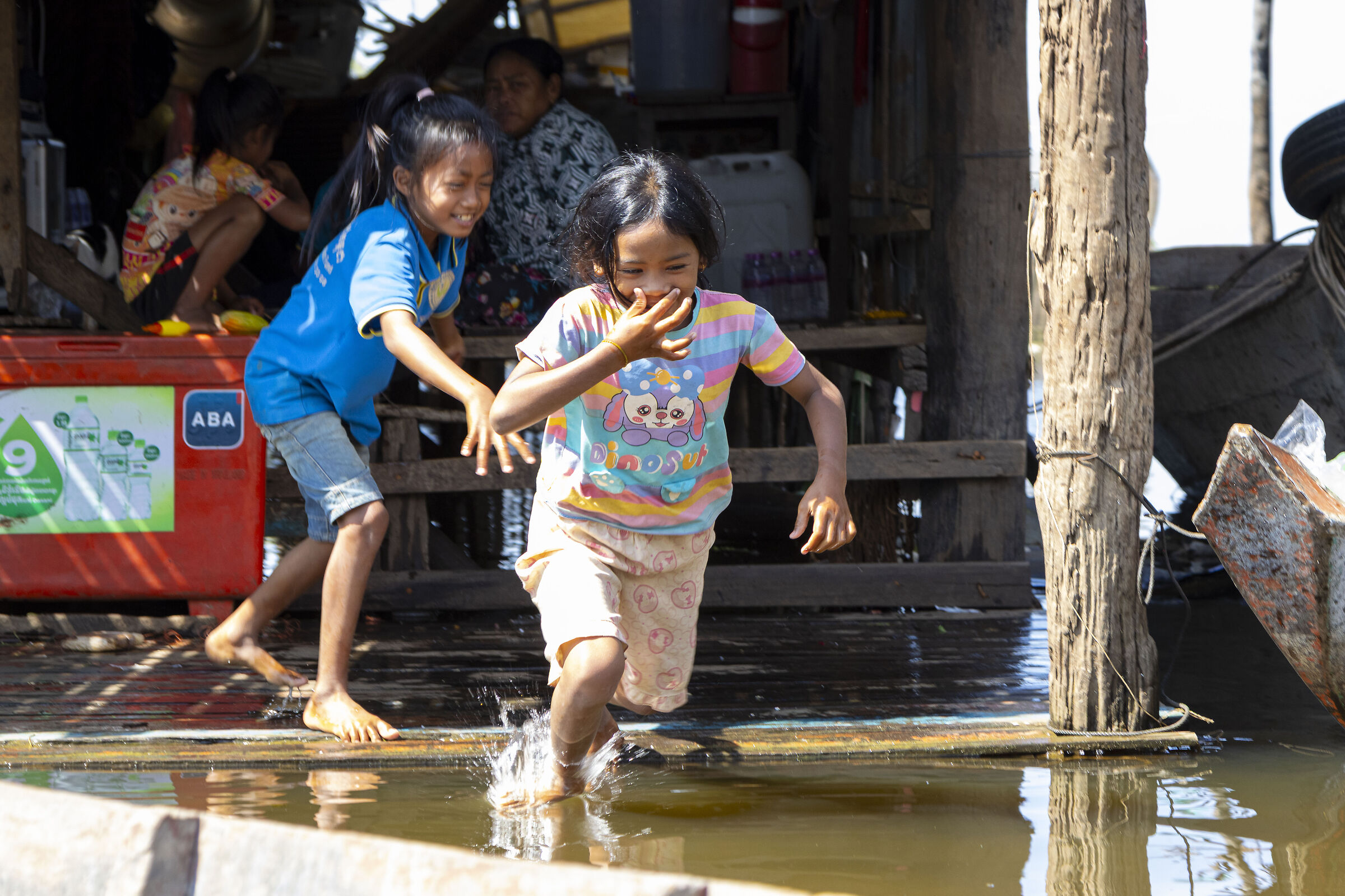 Playing in the stilt village