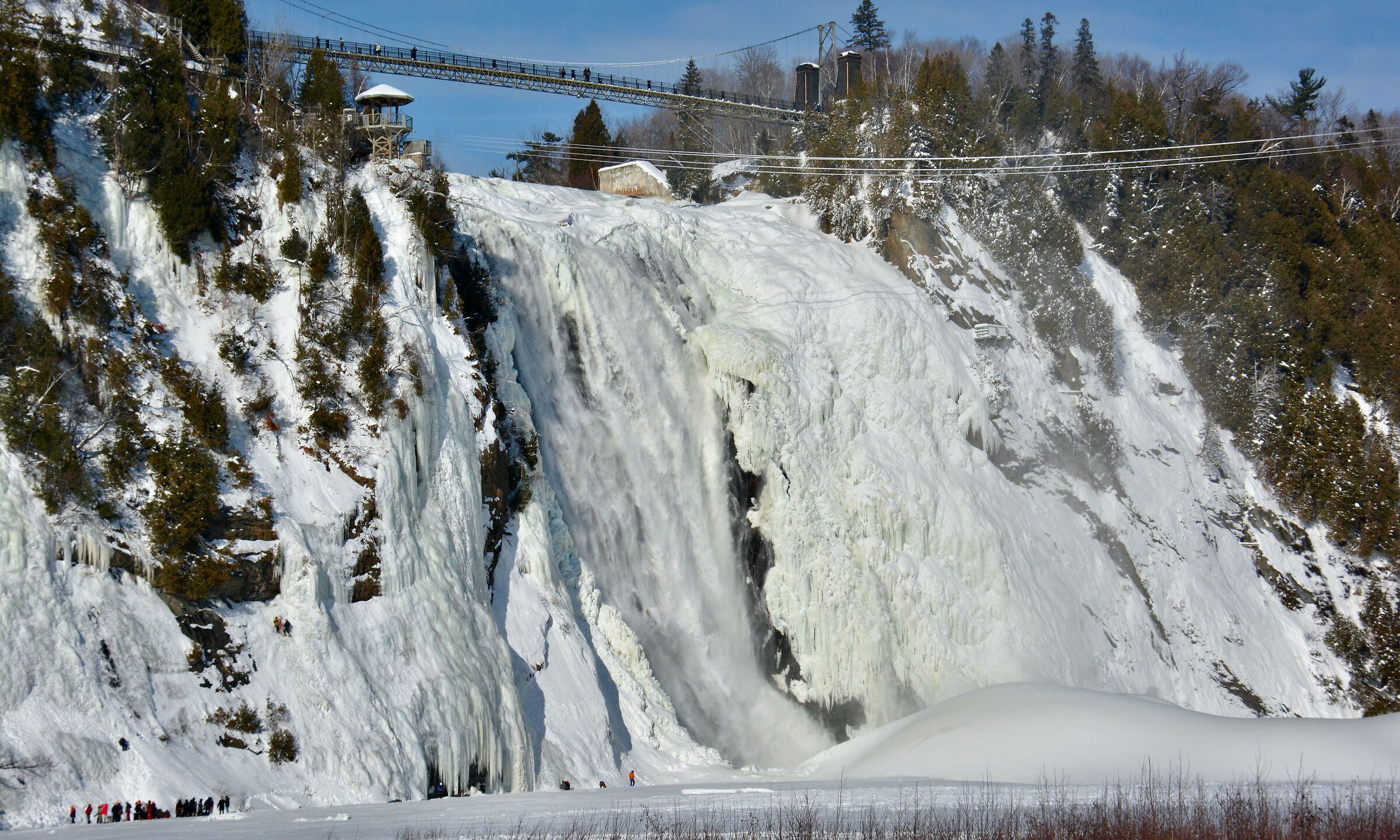 Montmorency Falls with climbers - Quebec City