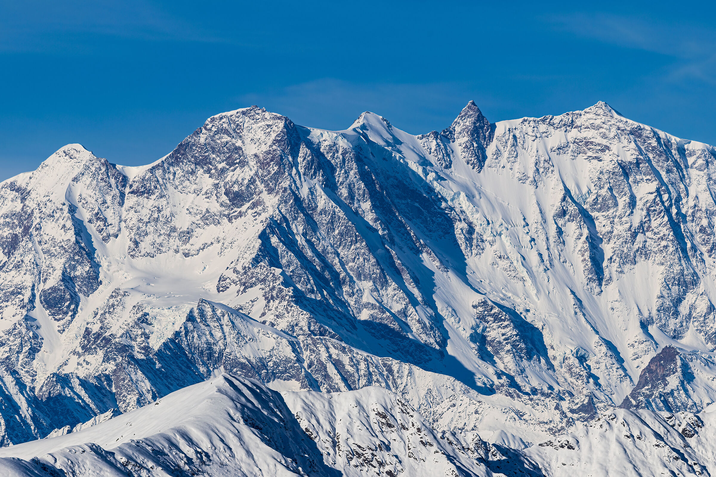 Ipressive east face of Rosa with Margherita's hut