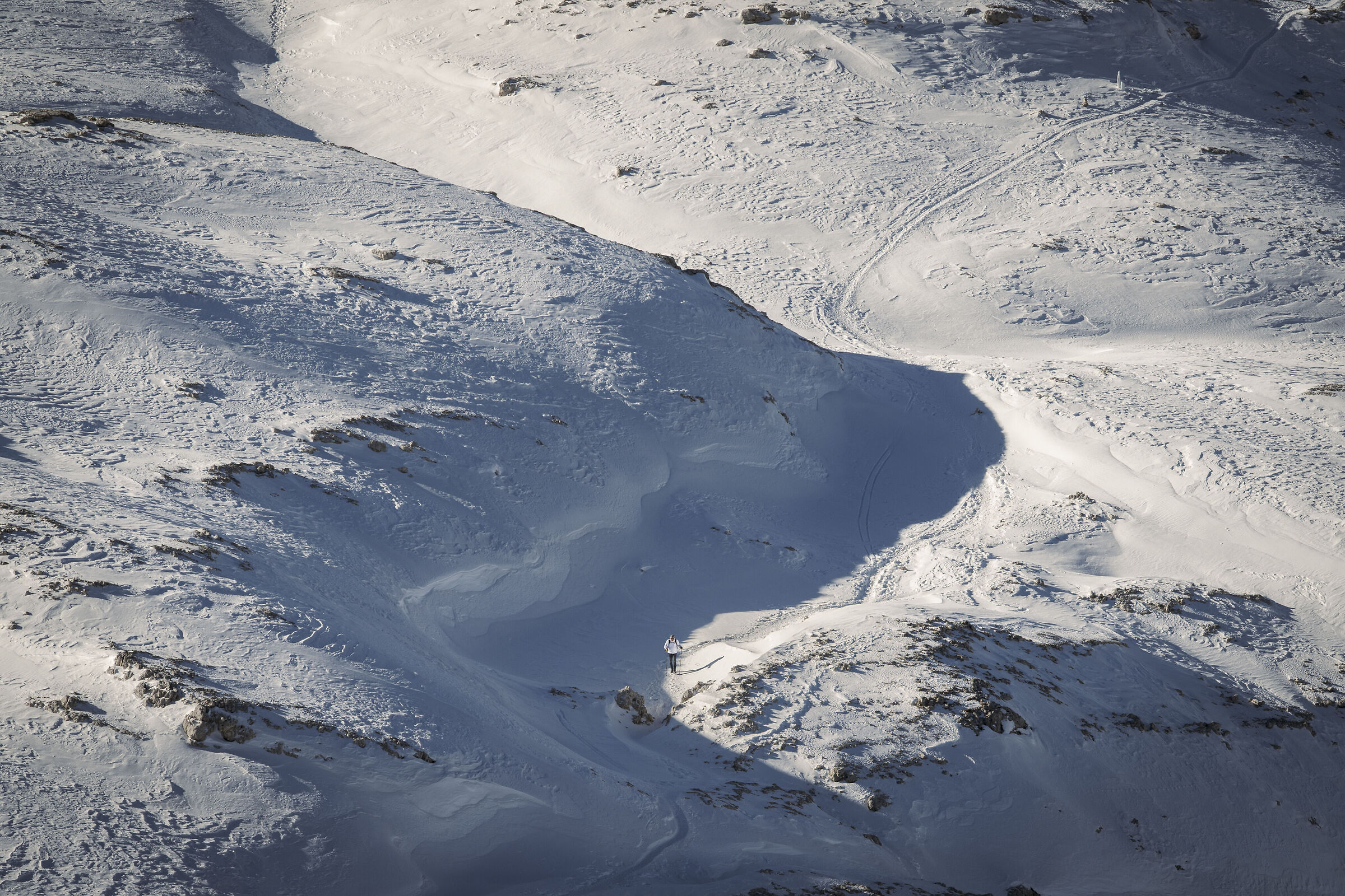 A man walking on the snow
