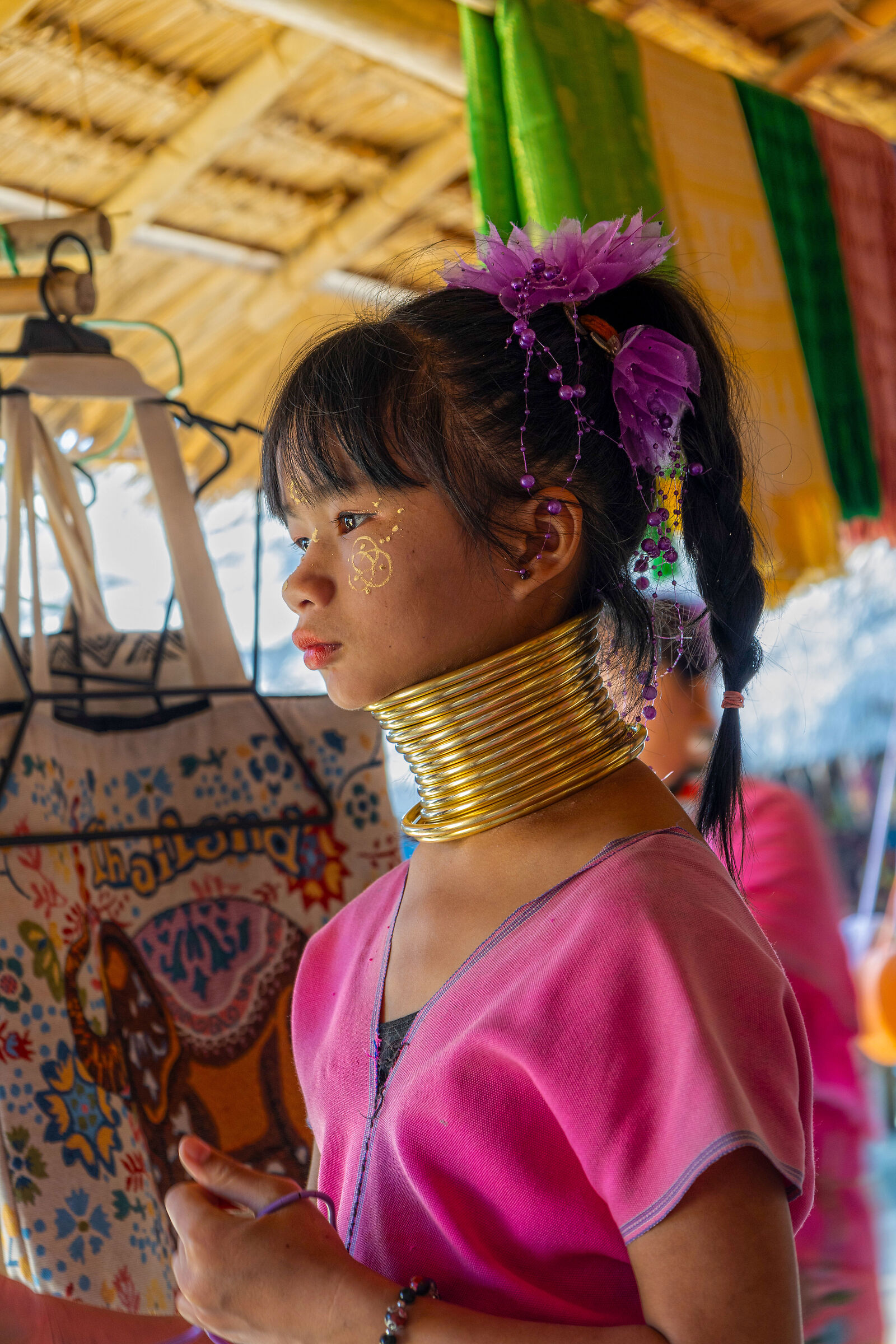 Thailand Girl Giraffe Village Karen