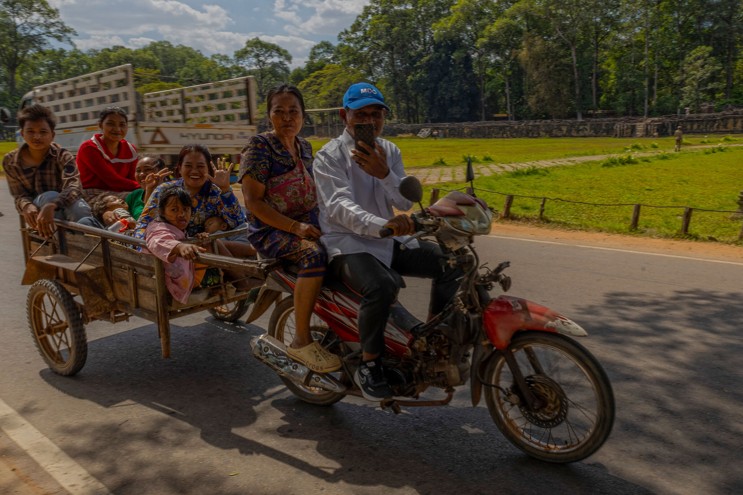 Cambodia Family on the go