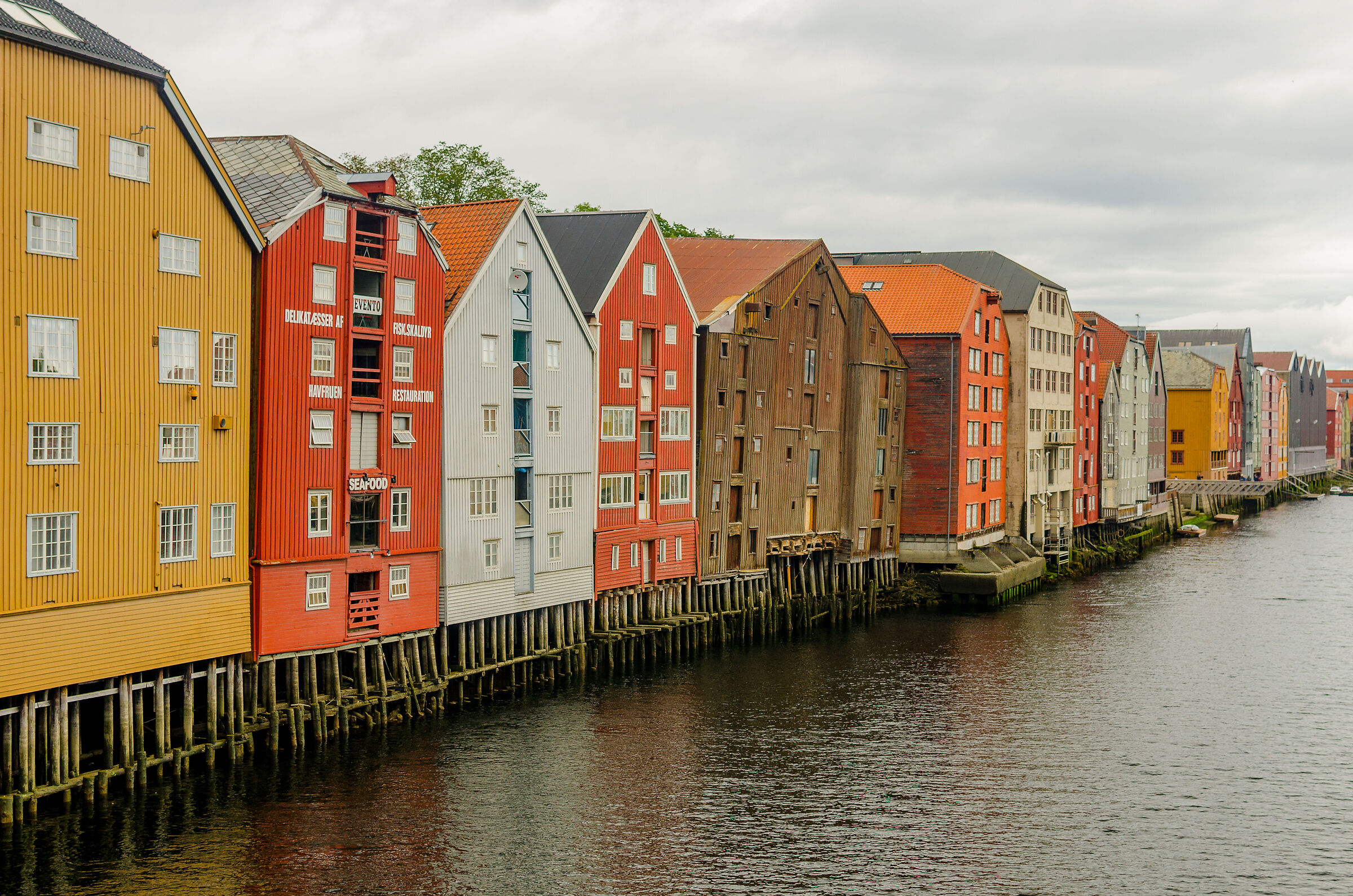 case sul fiume Nidelva, Trondheim, Norvegia