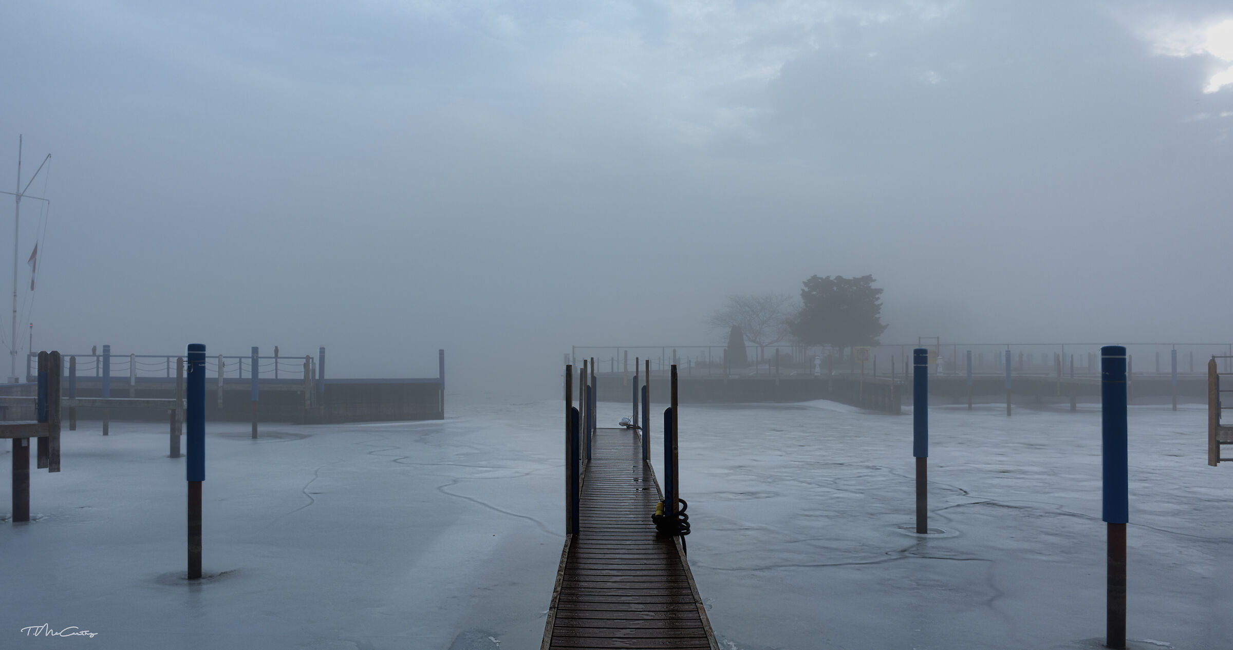 Nebbia mattutina al porto turistico