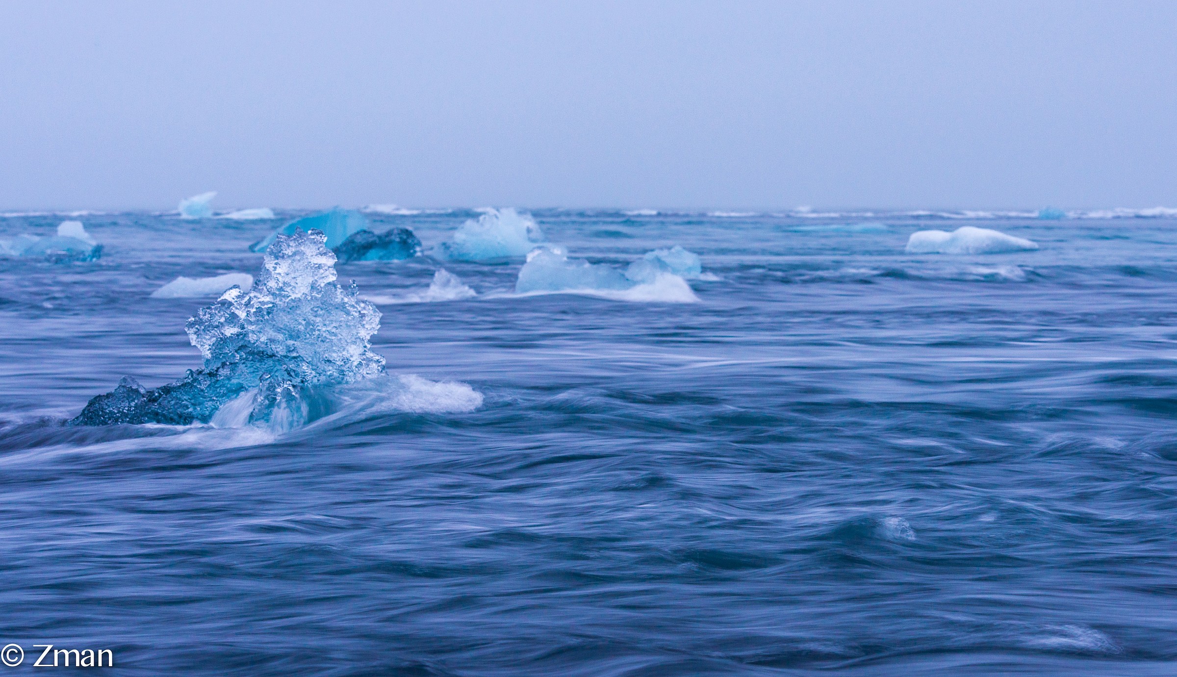 Pieces of Ice Floating to The Sea