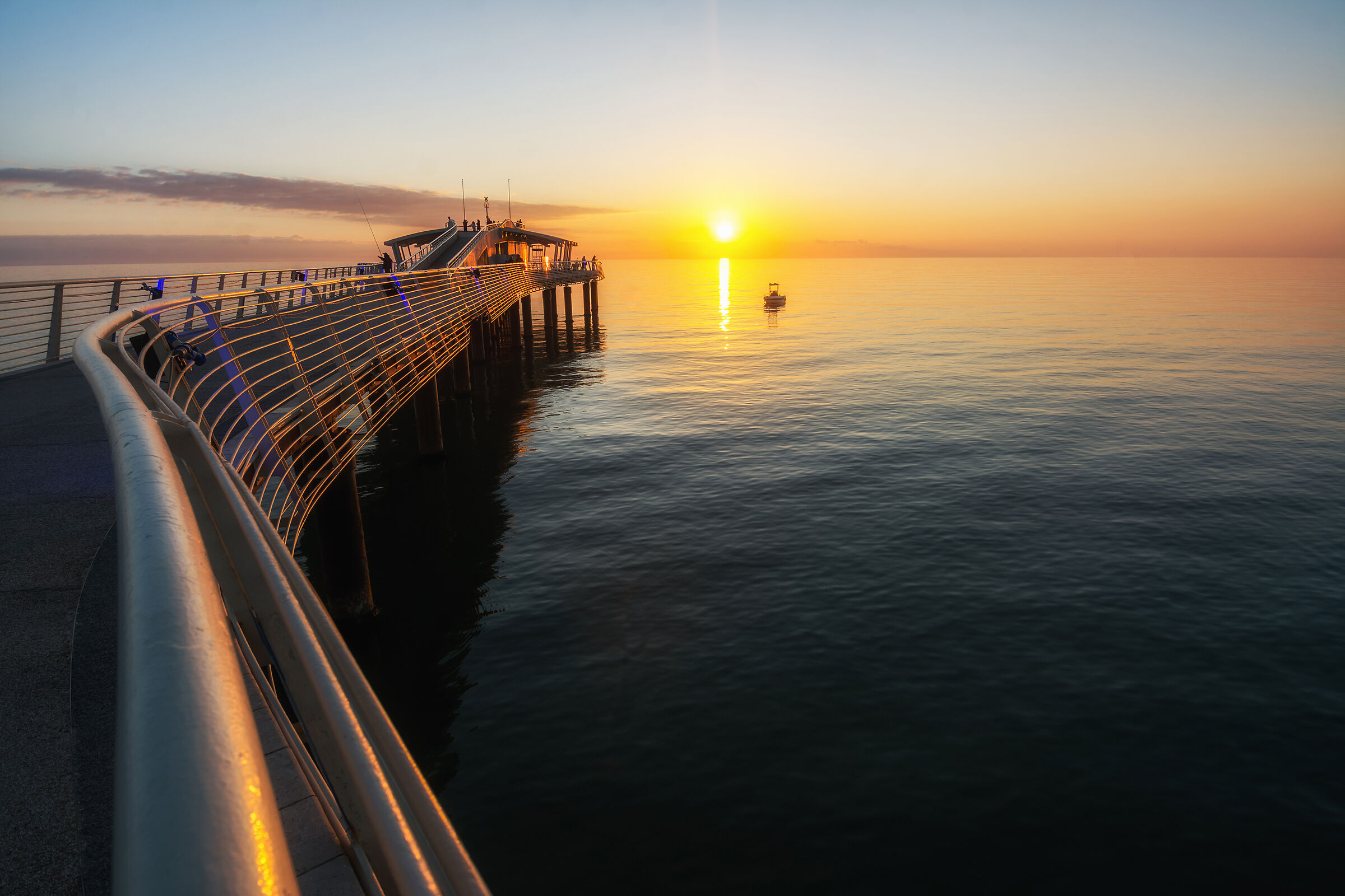 Along the pier at sunset