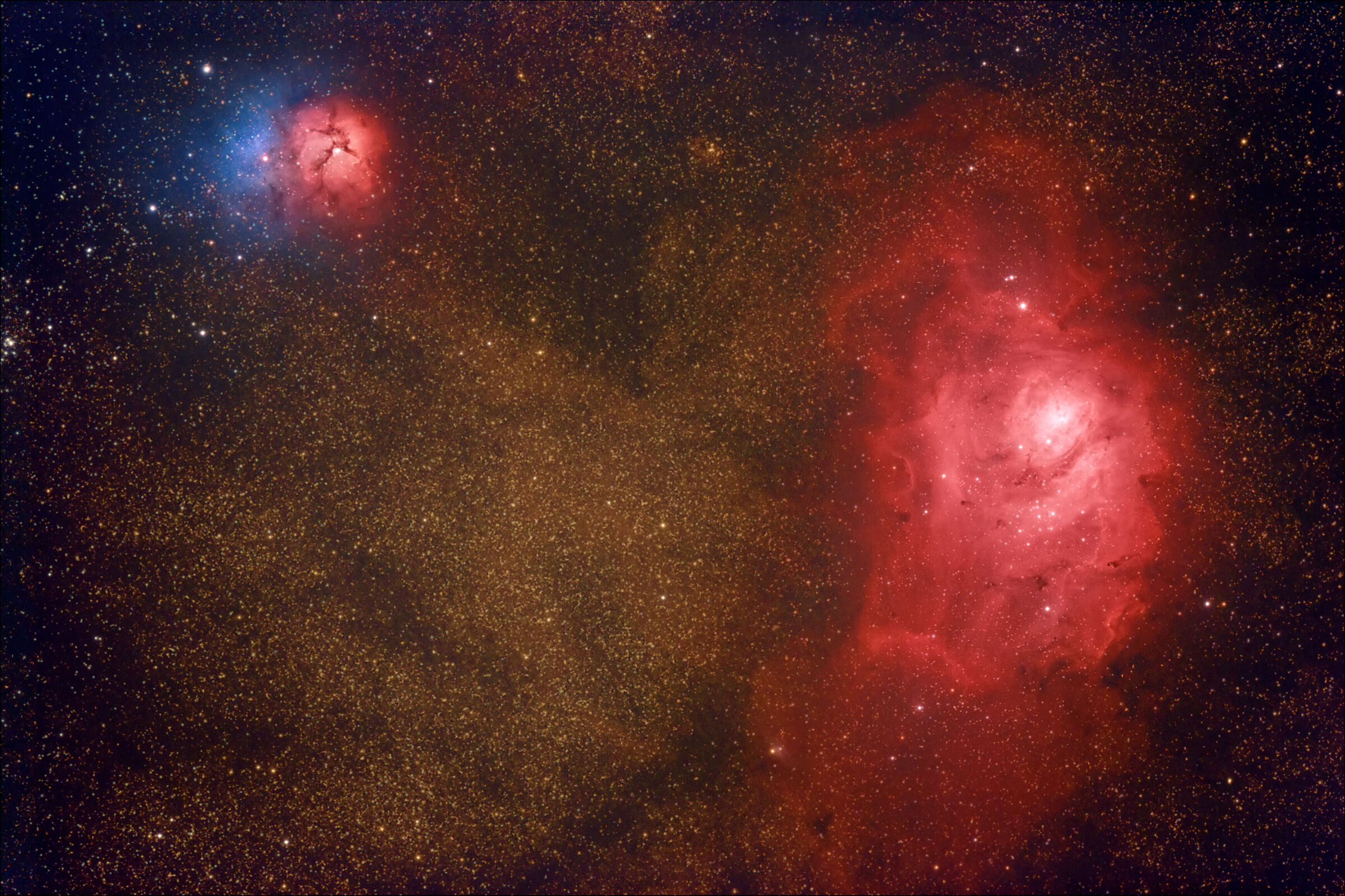 M8 and M20 - Lagoon and Trifid nebulae in Sagittarius