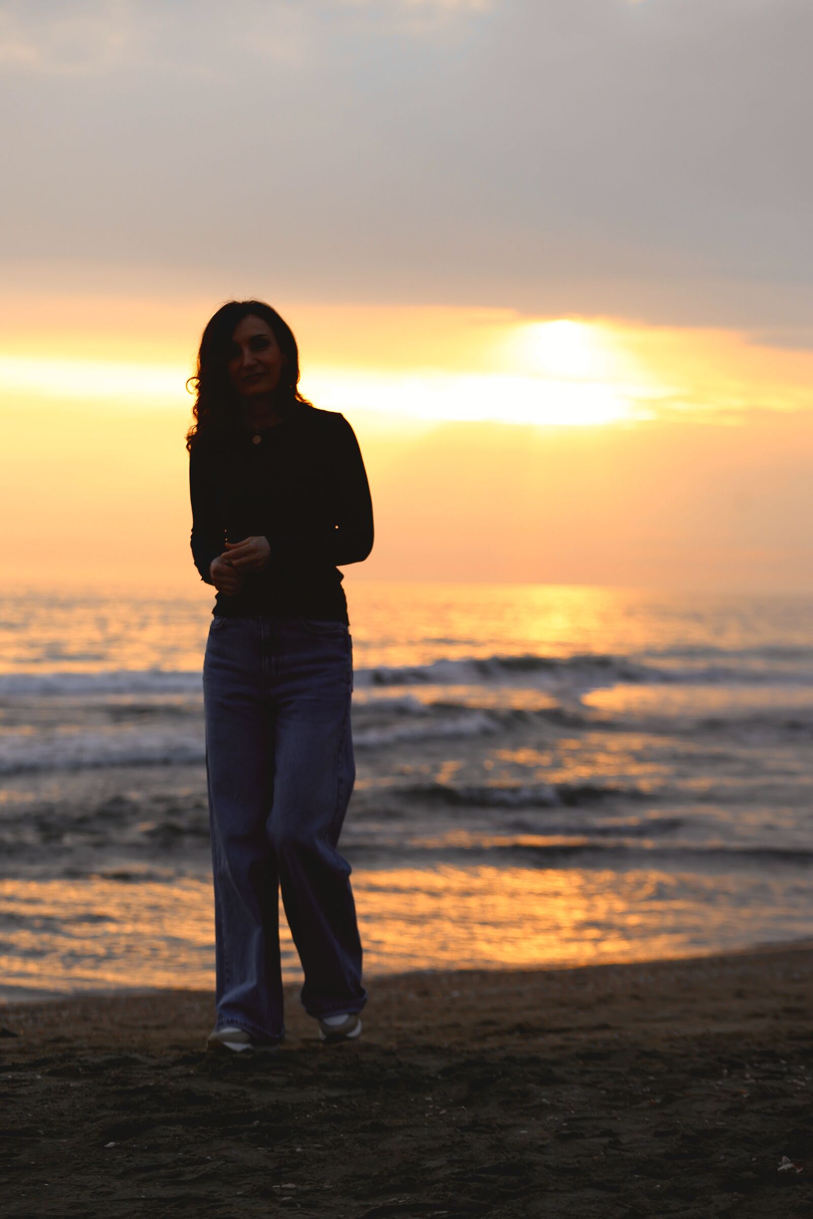 Walking at sunset
