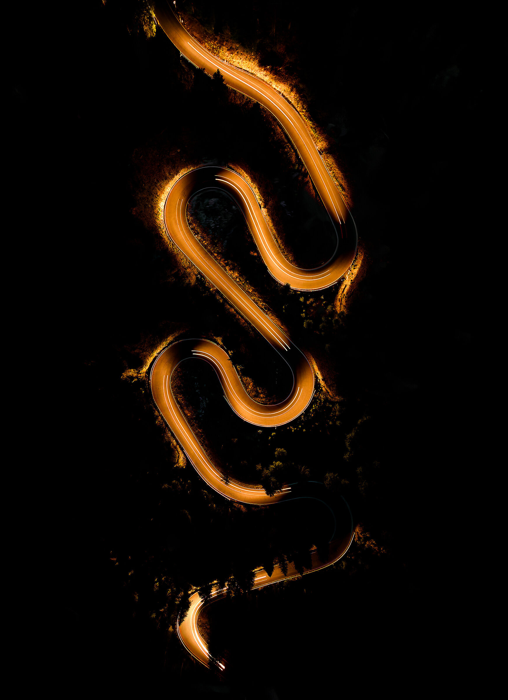Snake Road at night