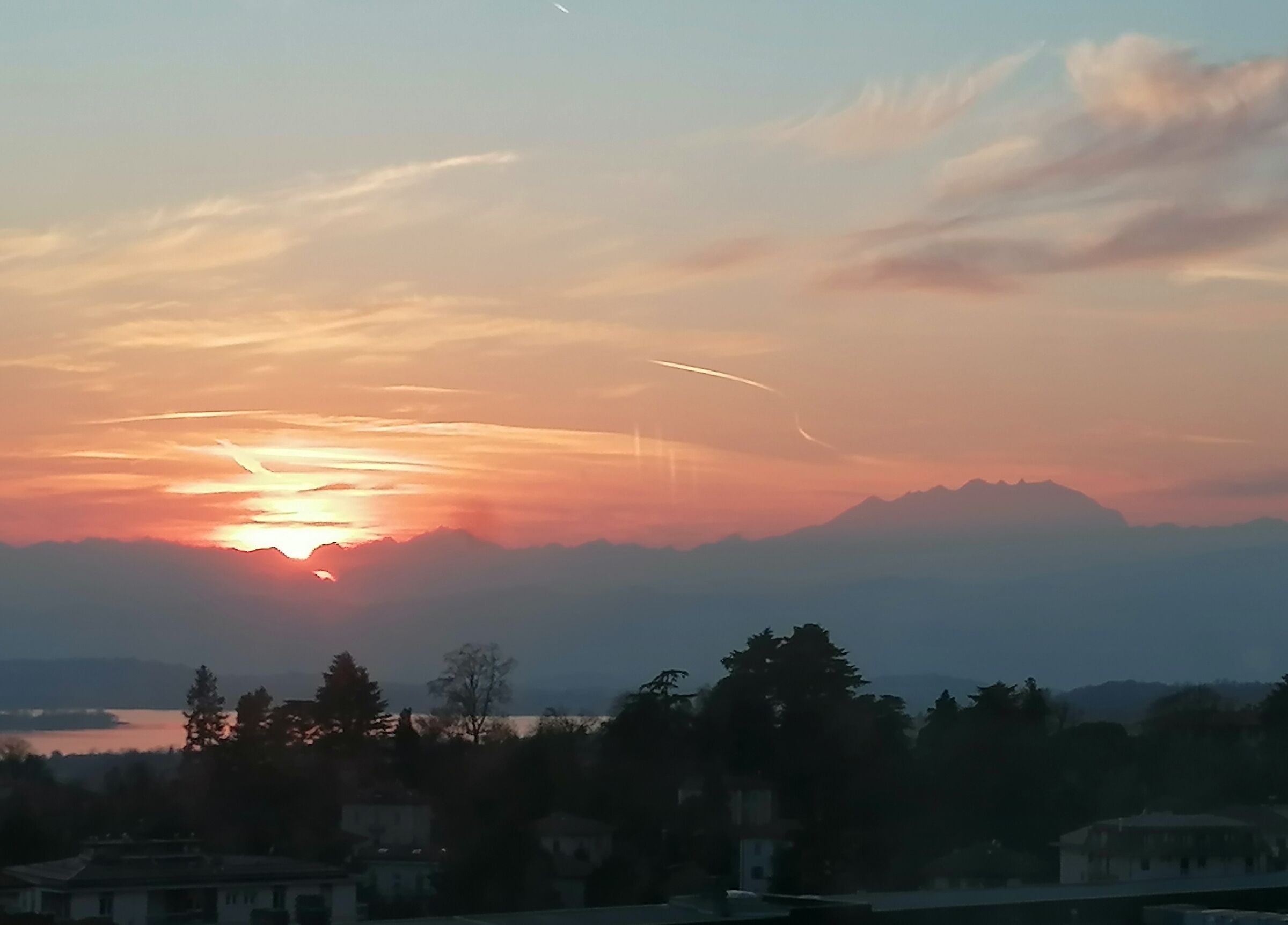 Sunset over the pink hospital of Varese