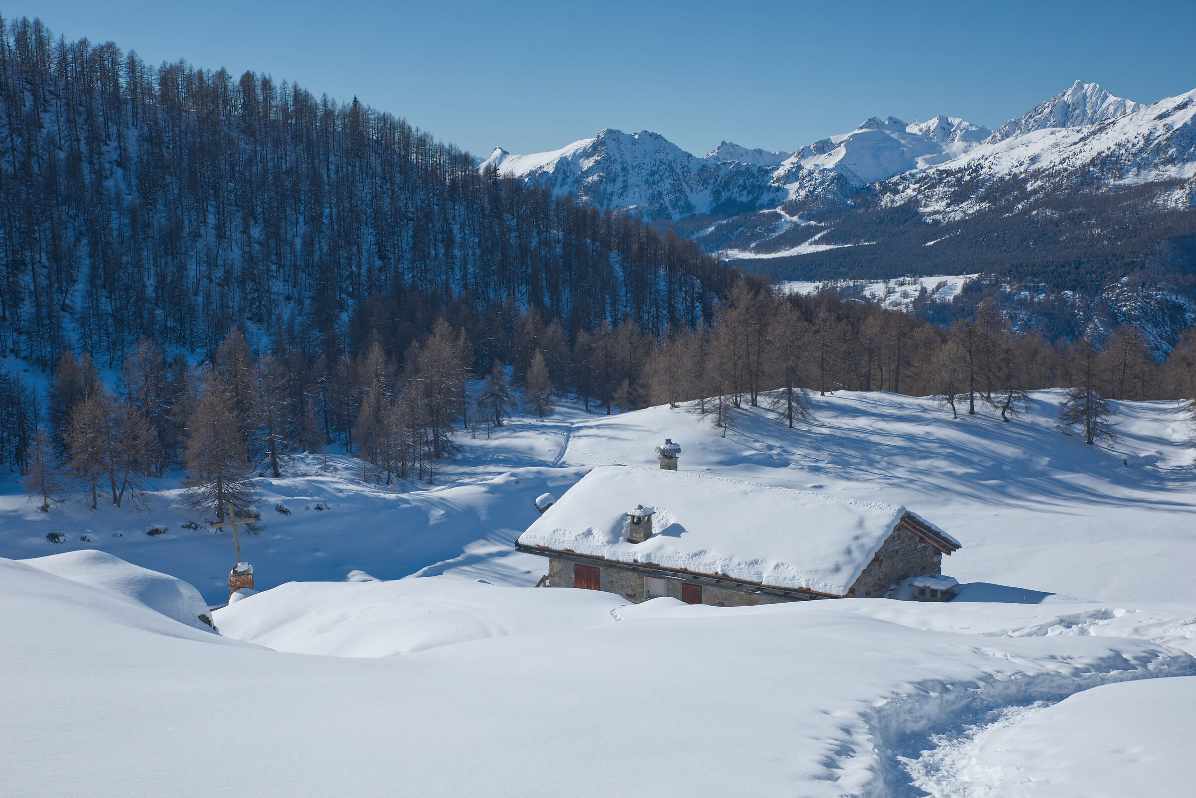 Val d'Aosta-gennaio 2024 ciaspolata Artaz-Alpe Champlon