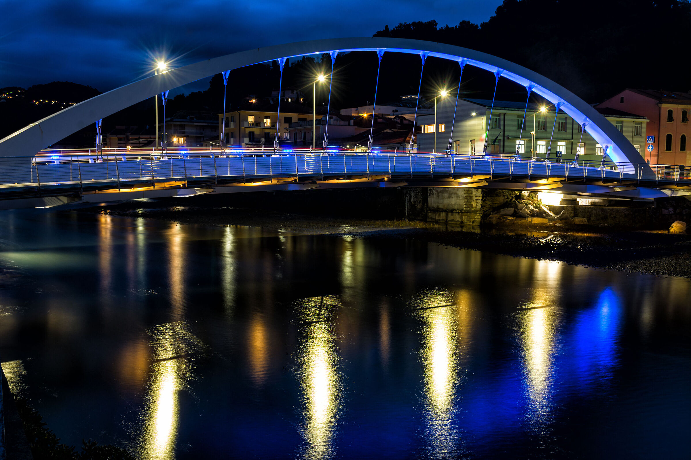 The blue bridge and reflections