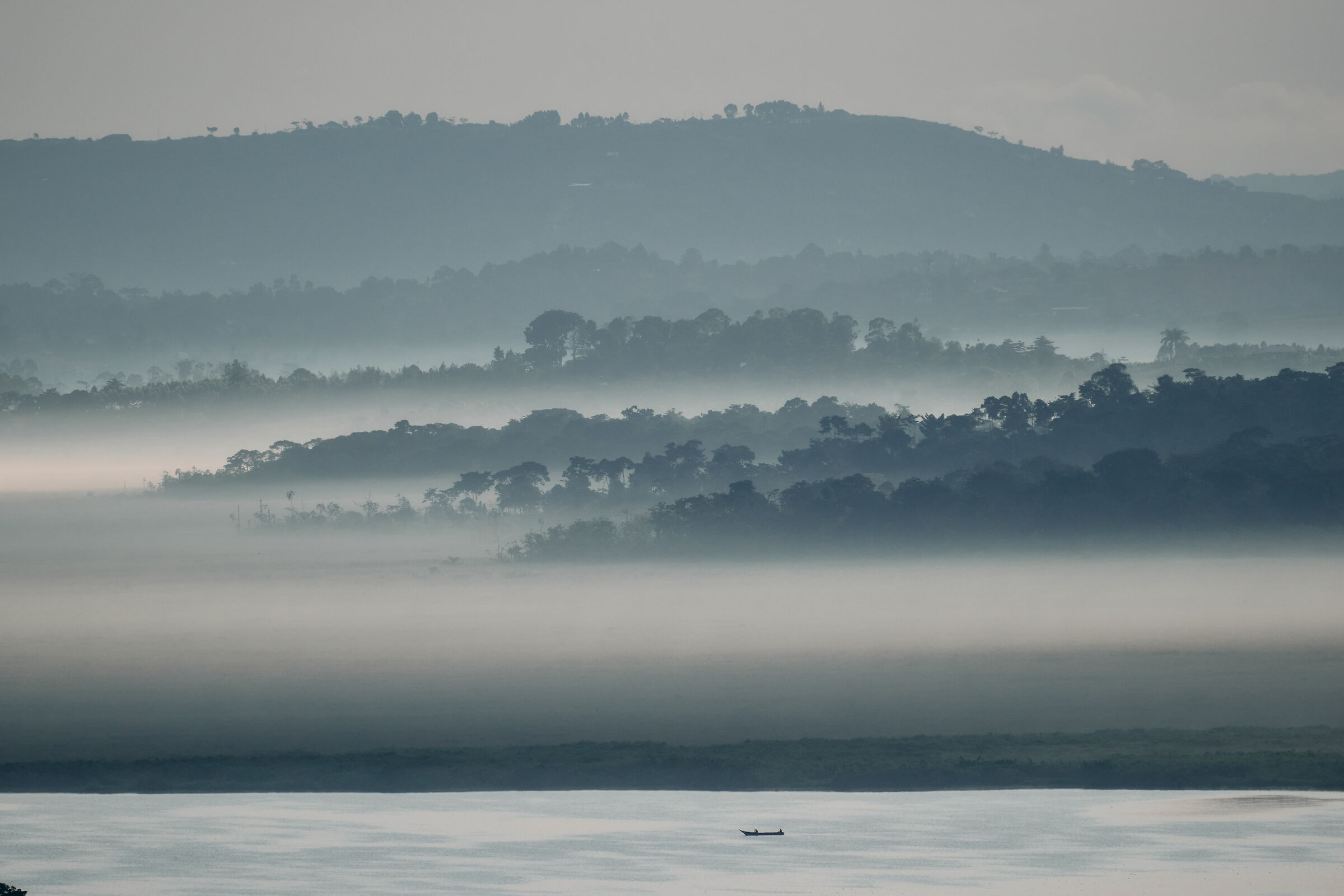 Morning fog on Lake Victoria