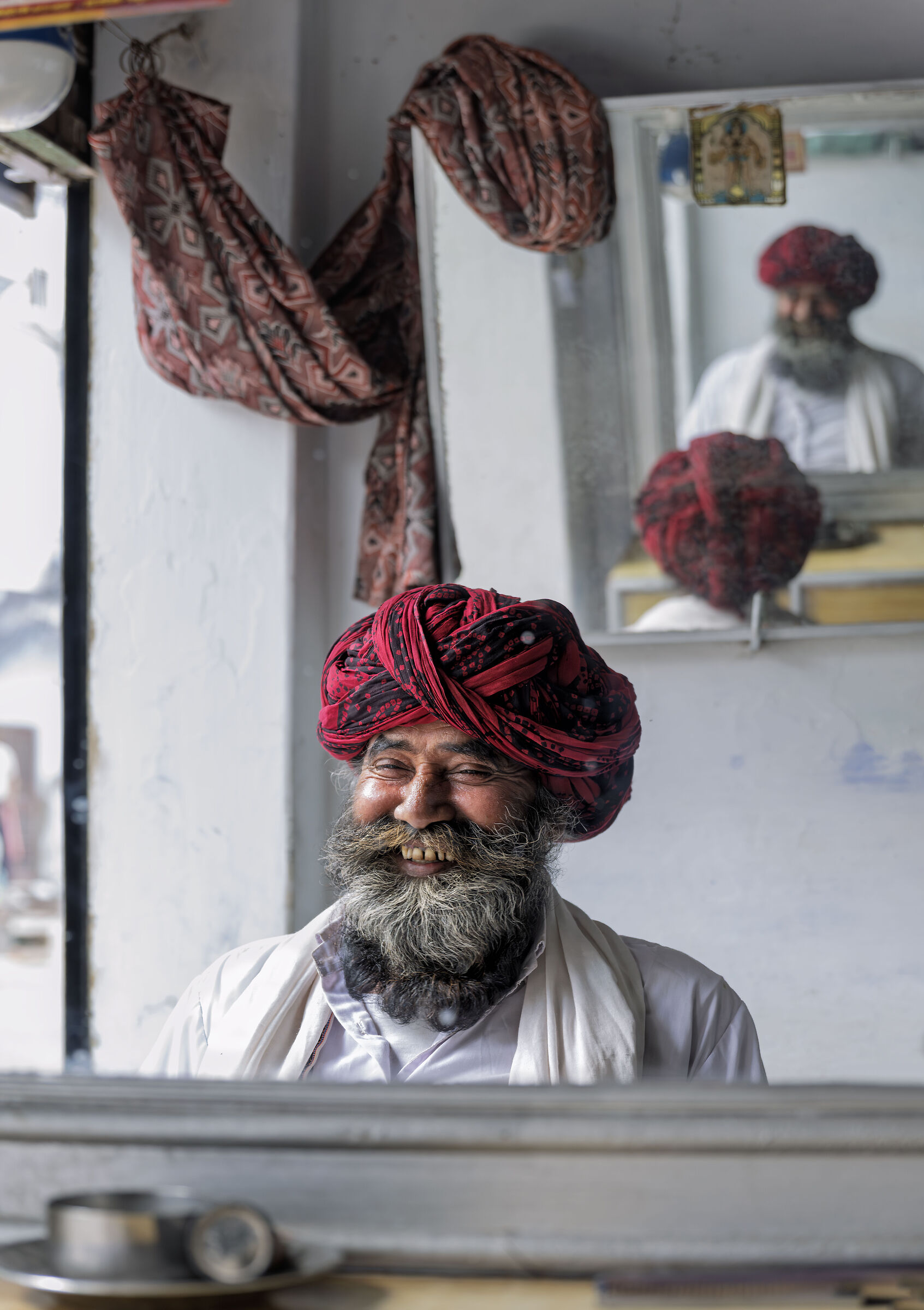 into barber shop
