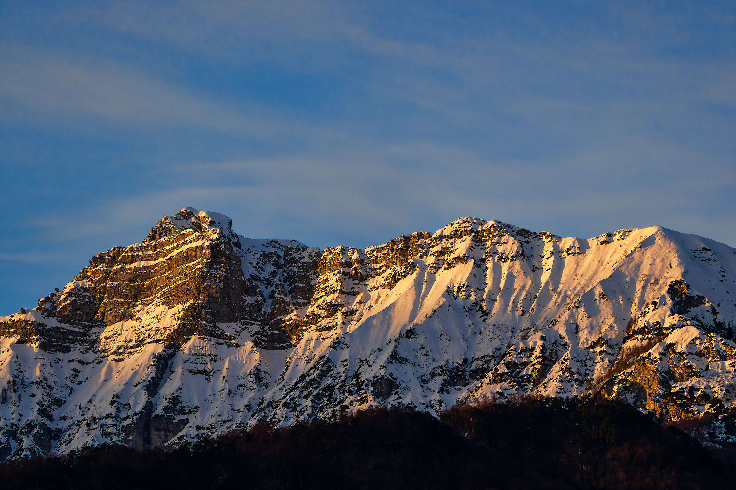 First sun on Plauris, Julian prealps