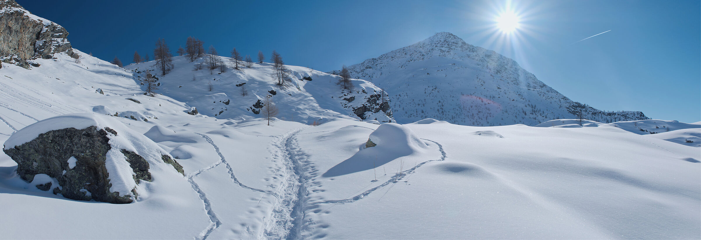 Val d'Aosta-January 2024 snowshoeing Artaz-Alpe Champlon