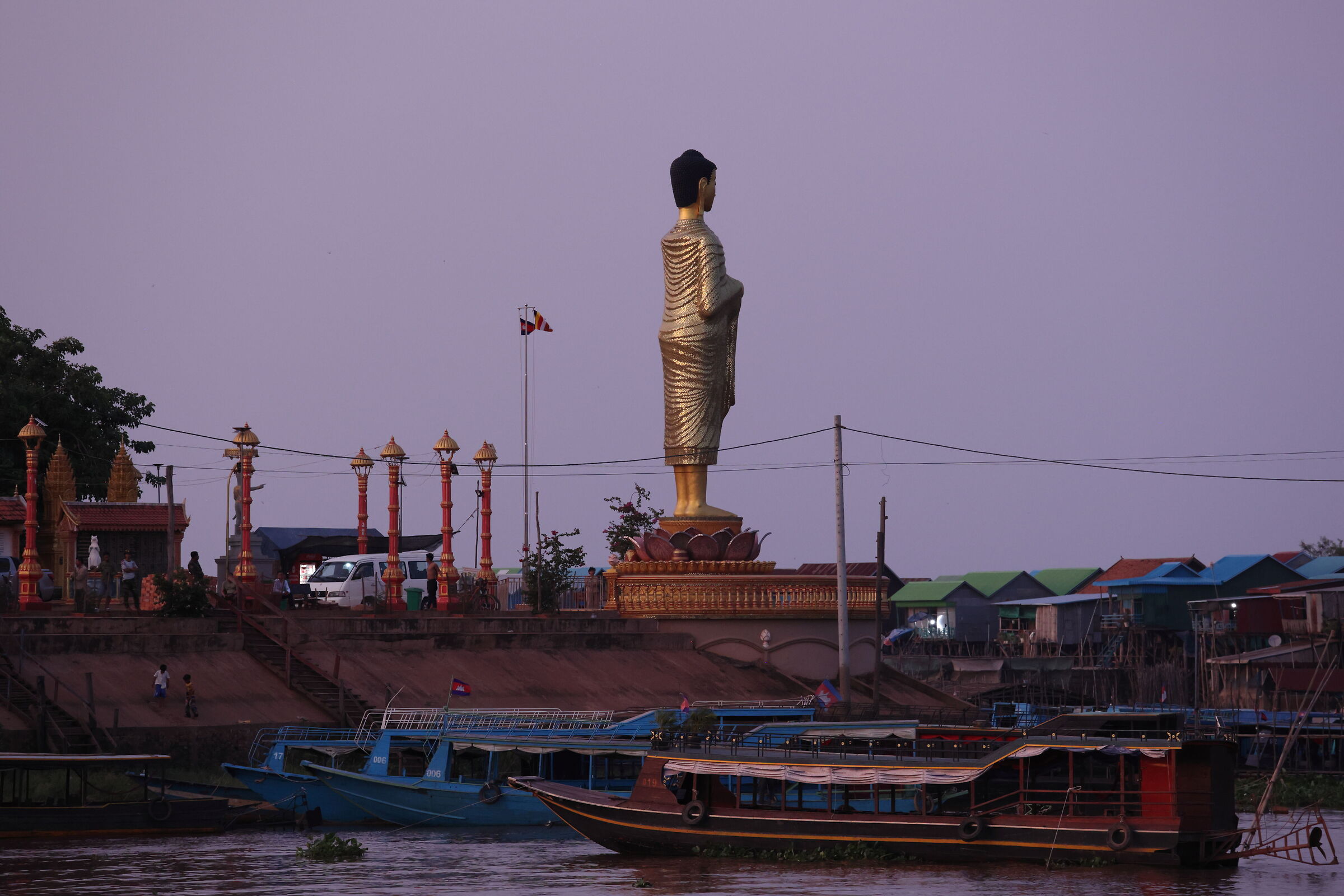 Last light of the day at the stilt village