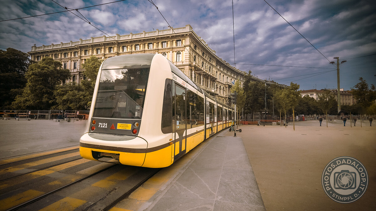 Modern tram in Piazza della Scala, Milan