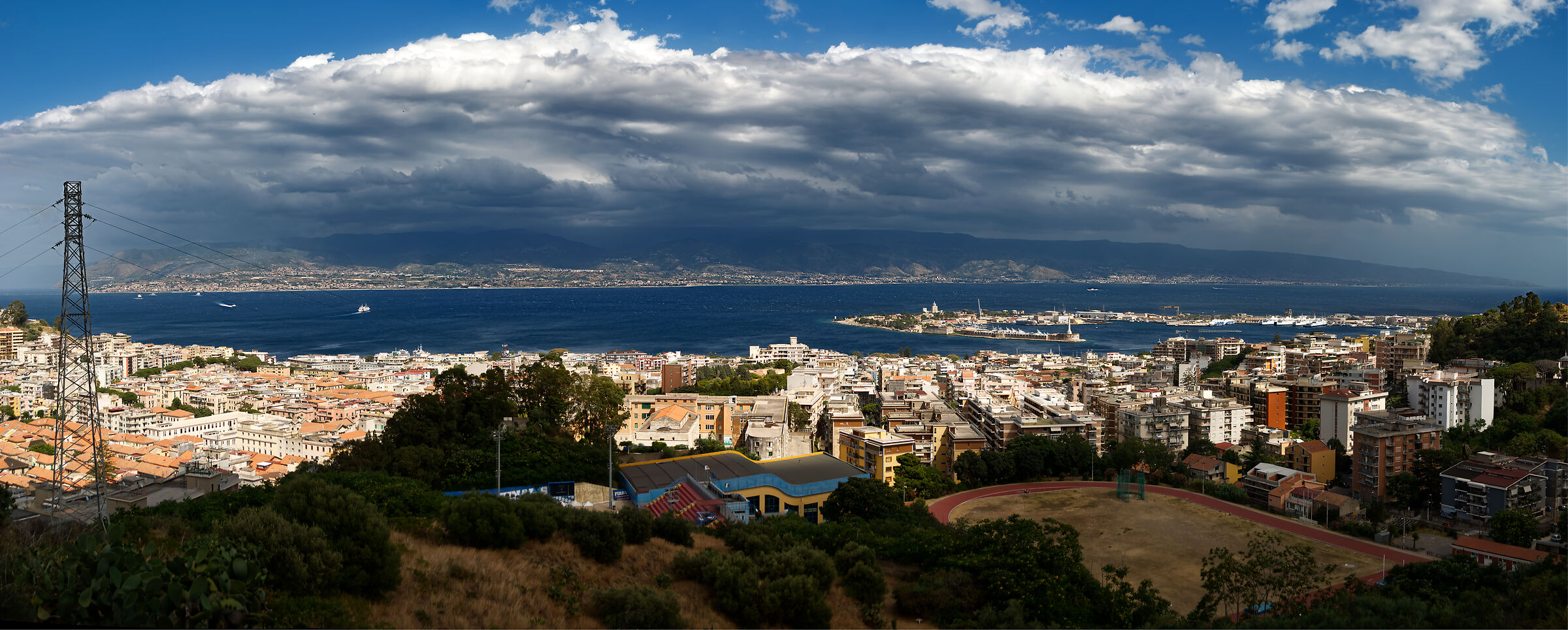 Panoramic view of the Strait of Messina