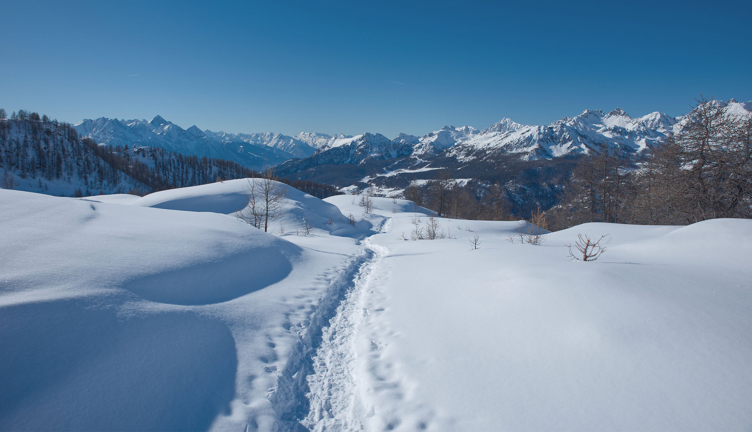 Val d'Aosta-January 2024 snowshoeing Artaz-Alpe Champlon