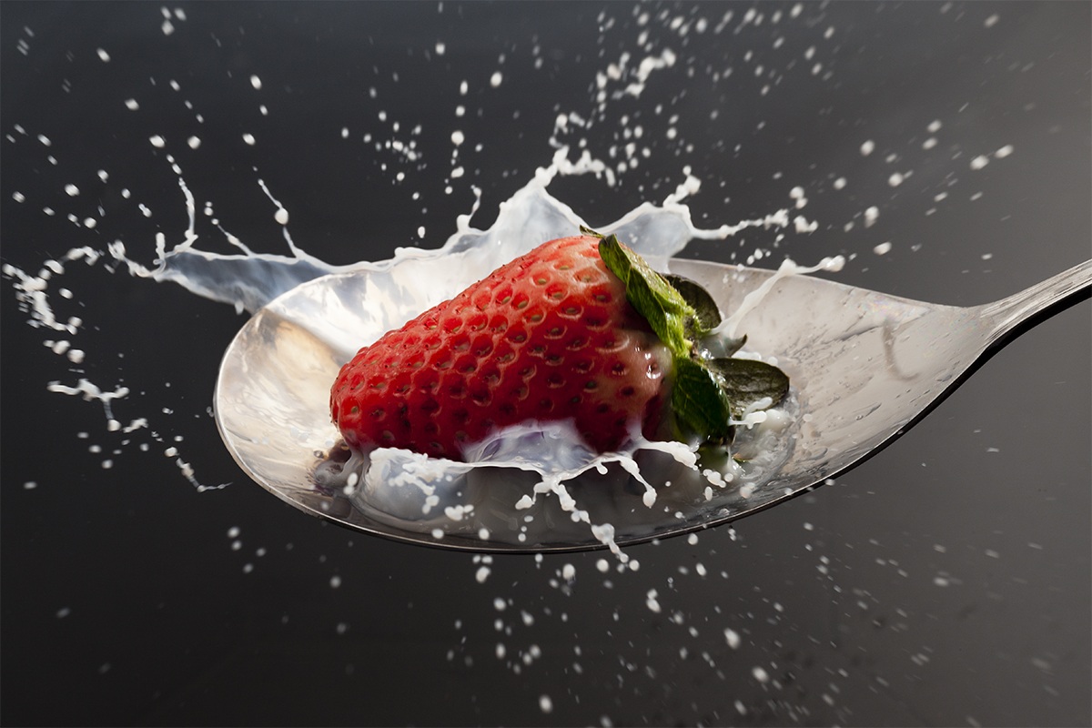 Strawberry in milk ...