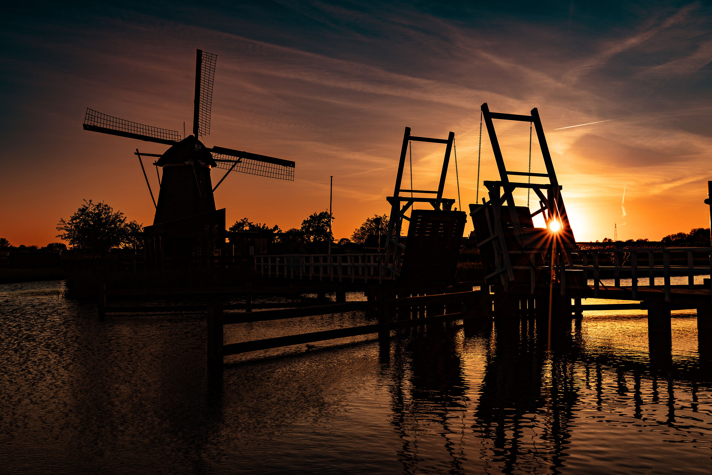 Tramonto a Kinderdijk