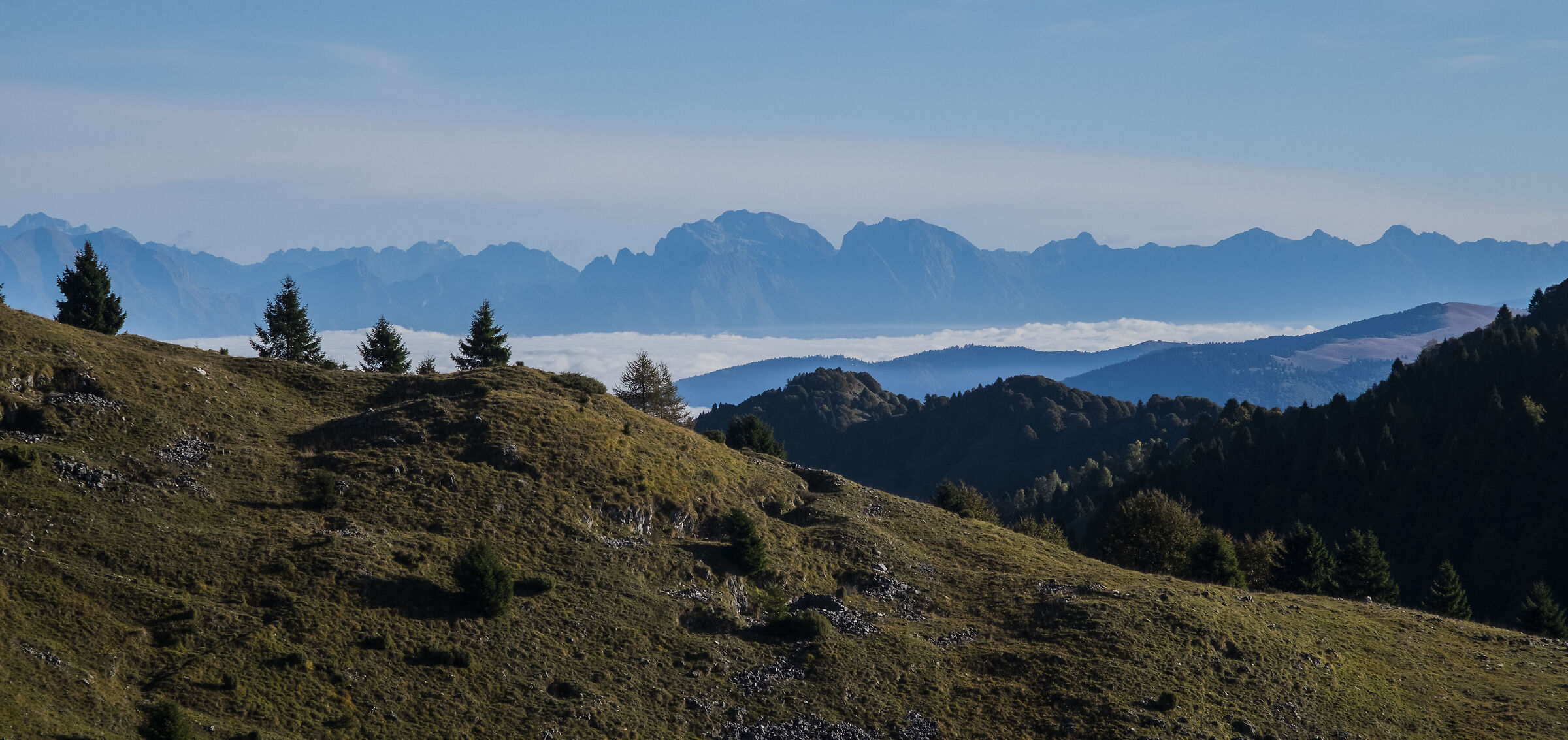 Vista all'alba sulla val Belluna