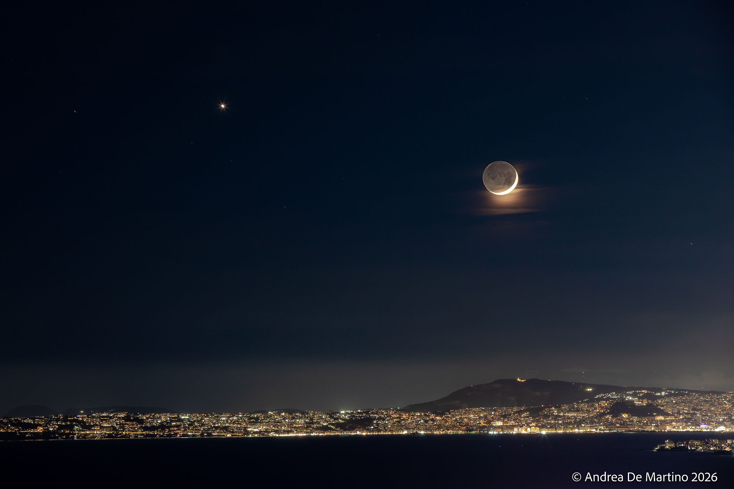 Congiunzione Luna Venere nel cielo di Napoli