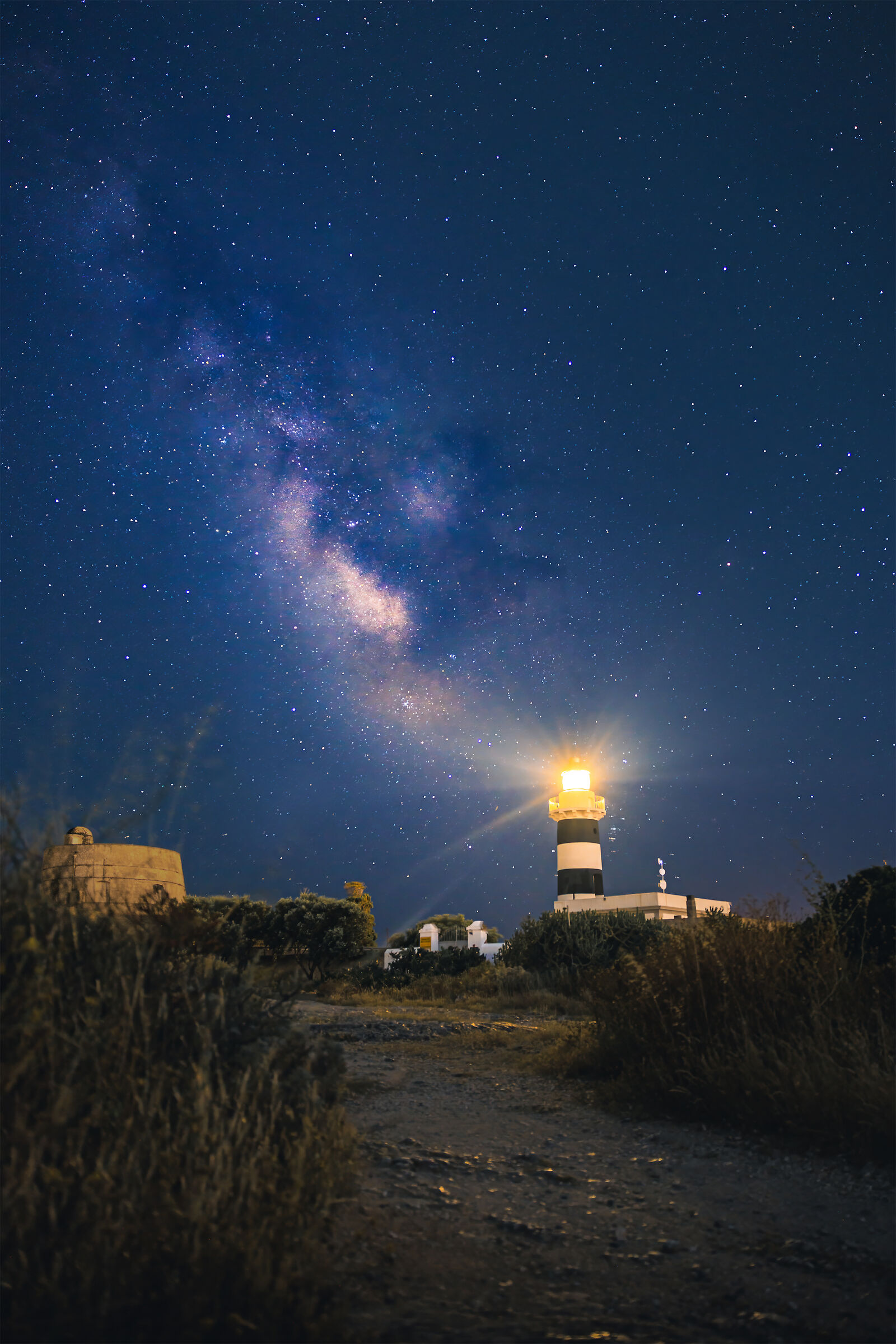 Milky Way over Capo Sant'Elia lighthouse