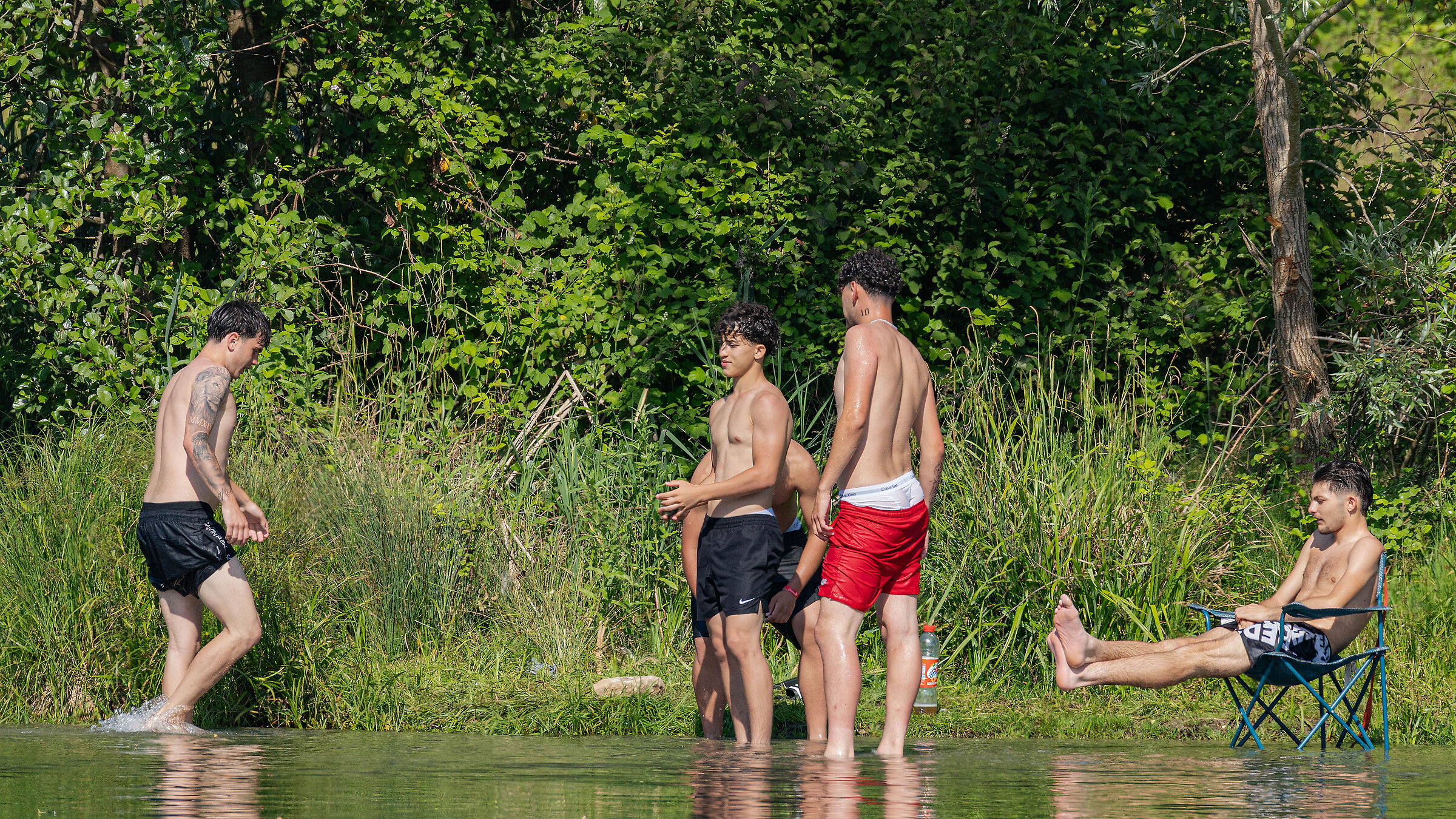 first swim of the season Adda River. opposite bank