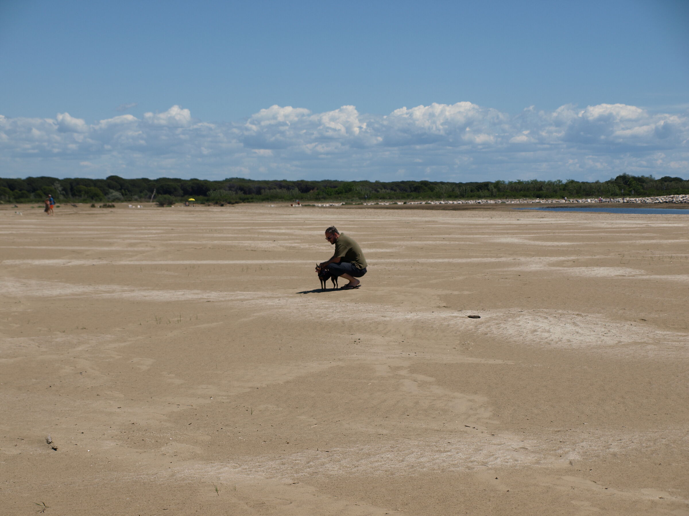 Alice with master on the beach